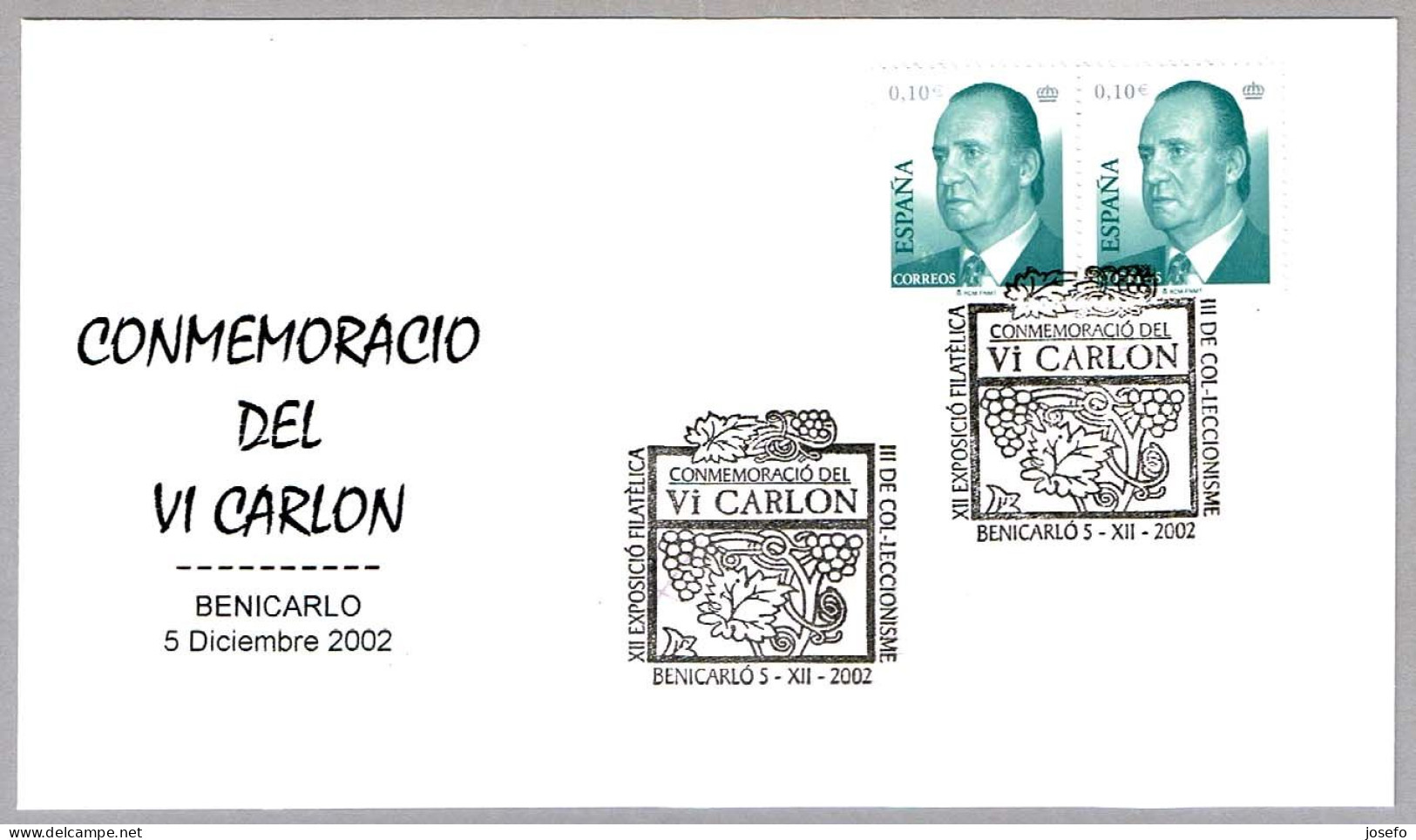 Conmemoration Del VINO VI CARLON - Wine VI CARLON. Benicarlo, Castellon, 2002 - Vinos Y Alcoholes