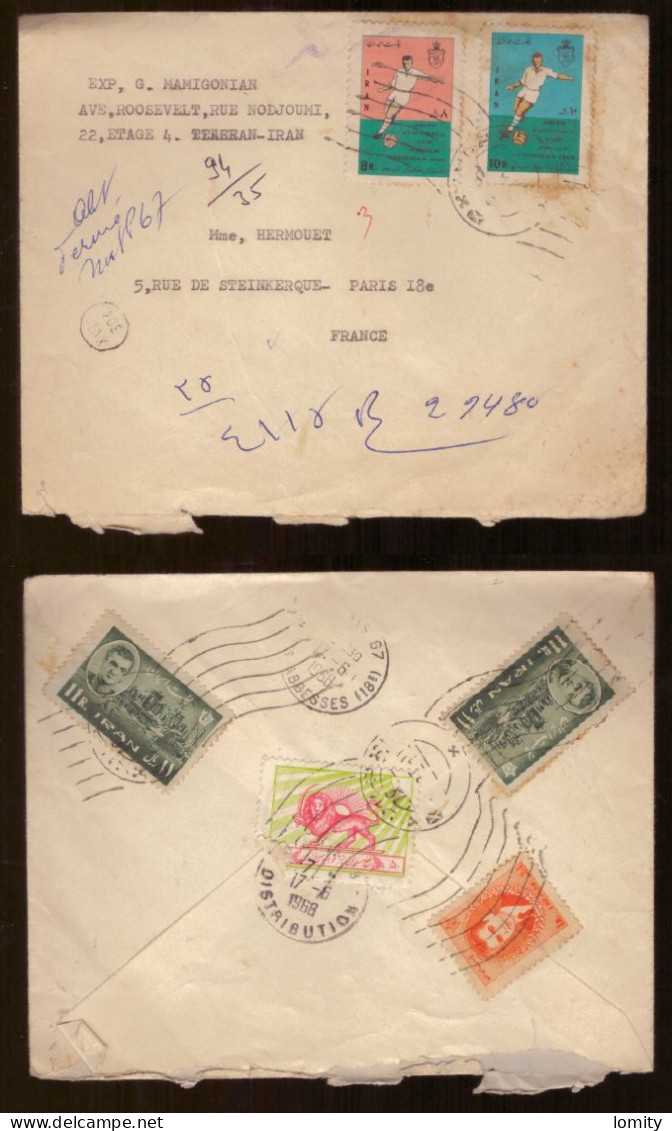 Lettre Iran Cachet 1968 Pour Paris France Griffe Facteur XVIIIe 18e - Iran