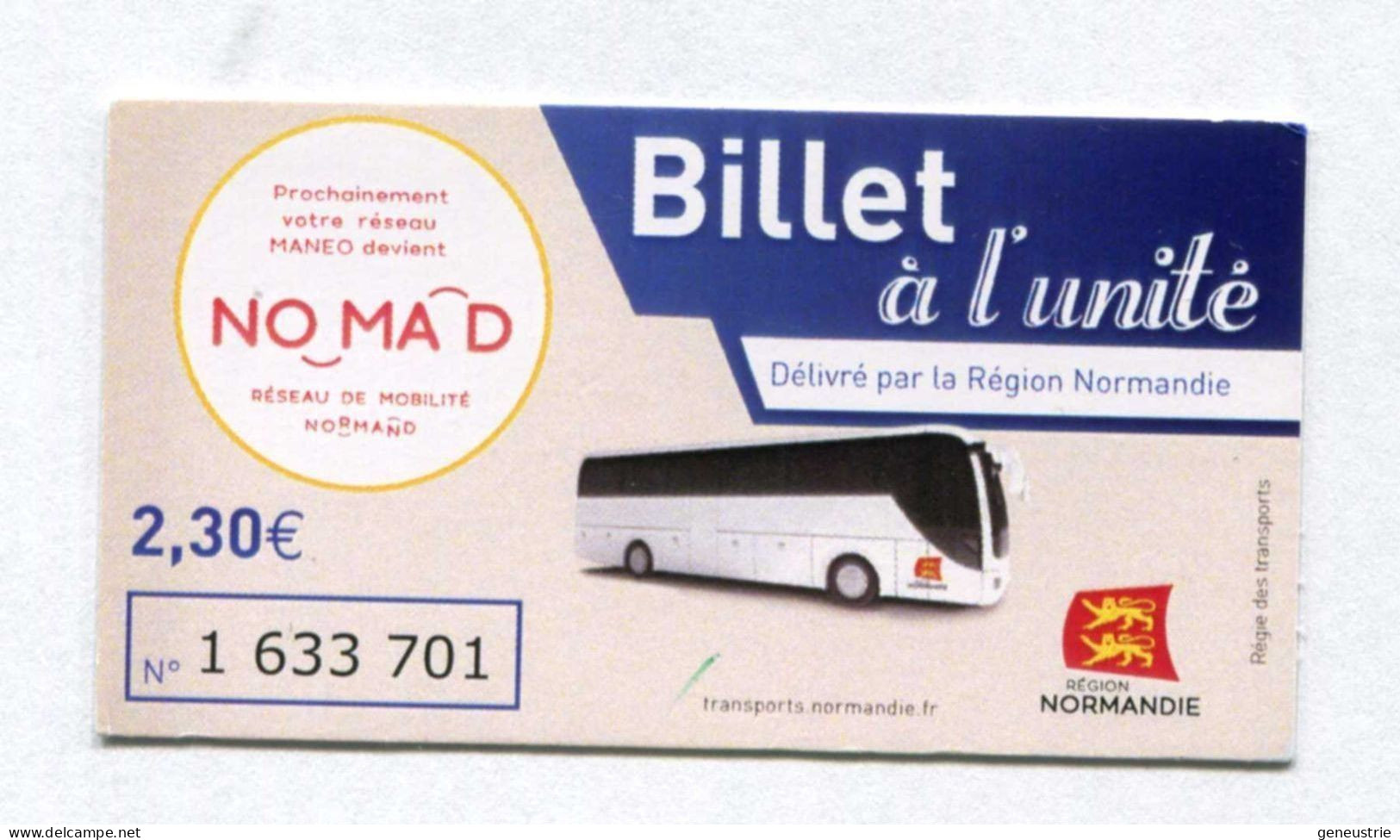 Ticket De Bus Nomad (ex-Manéo, Ex-STN) Granville - Saint Pair, Kairon, Jullouville, St Jean-le-Thomas, Genets, Avranches - Europa