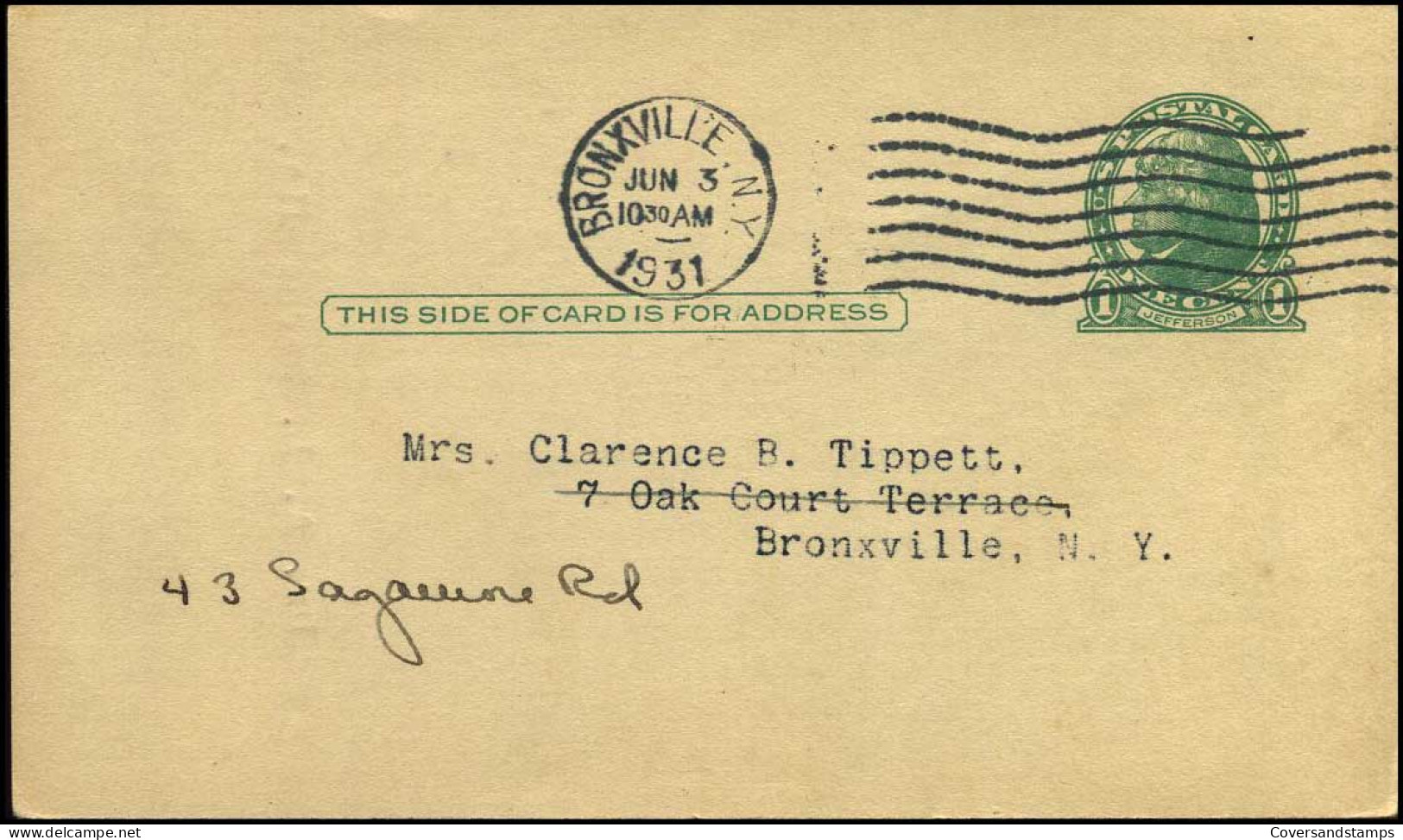 Postal Stationary - From Bronxville, N.Y. - 1921-40