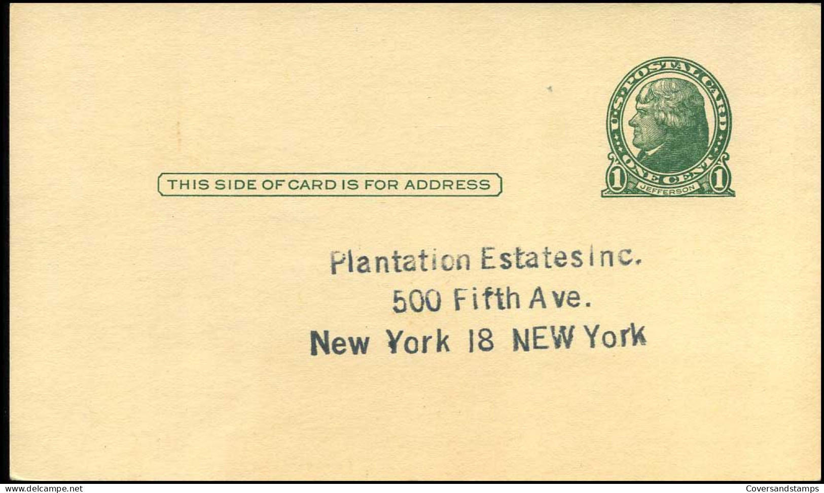 Postal Stationary - "Plantation Estates, New York" - 1941-60