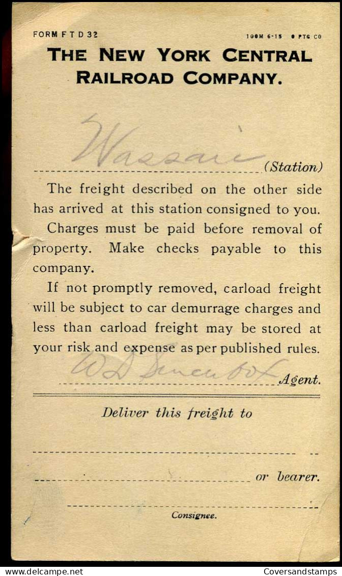 Postal Stationary - From Wassaic, N.Y. - 1901-20