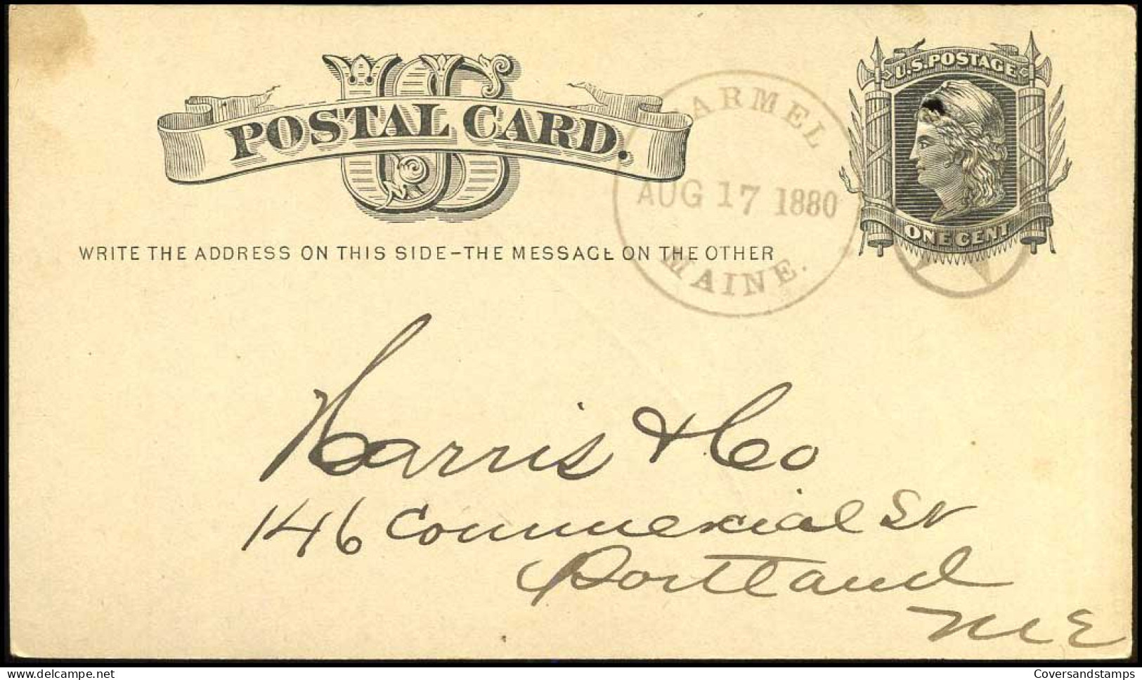 Postal Stationary - From Carmel, Maine - ...-1900