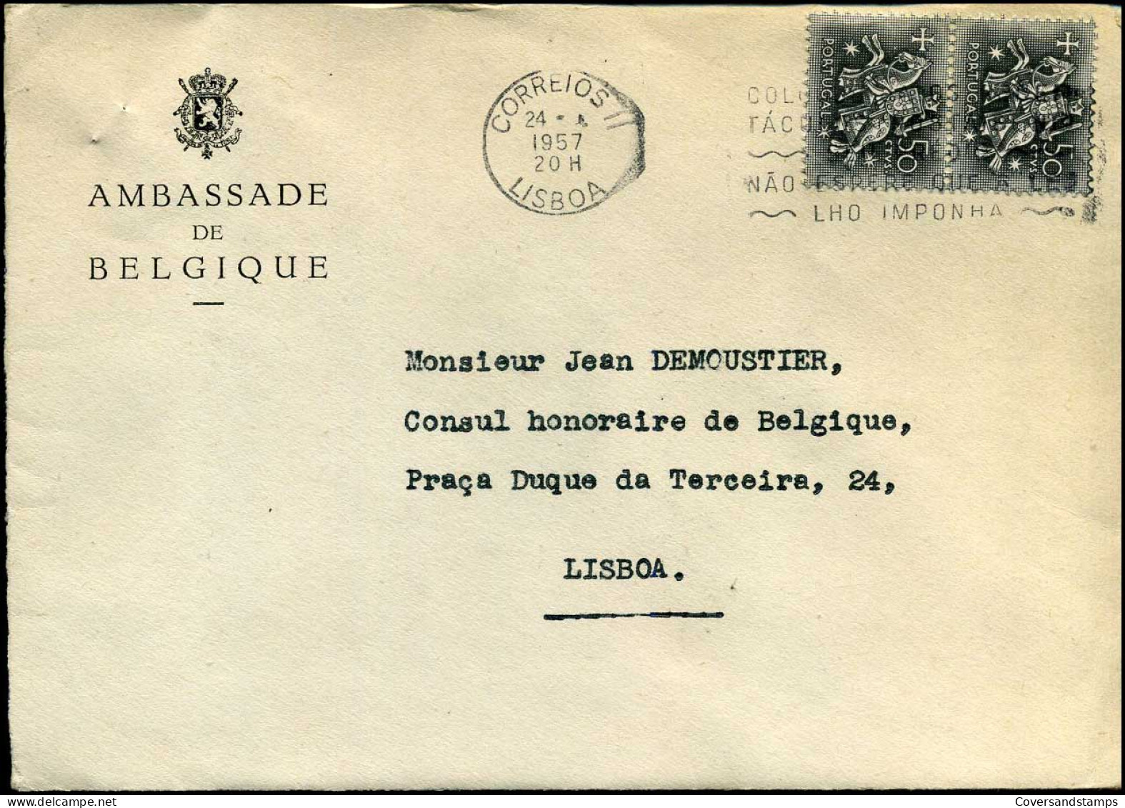 Cover To Lisbon -- "Ambassade De Belgique" - Lettres & Documents