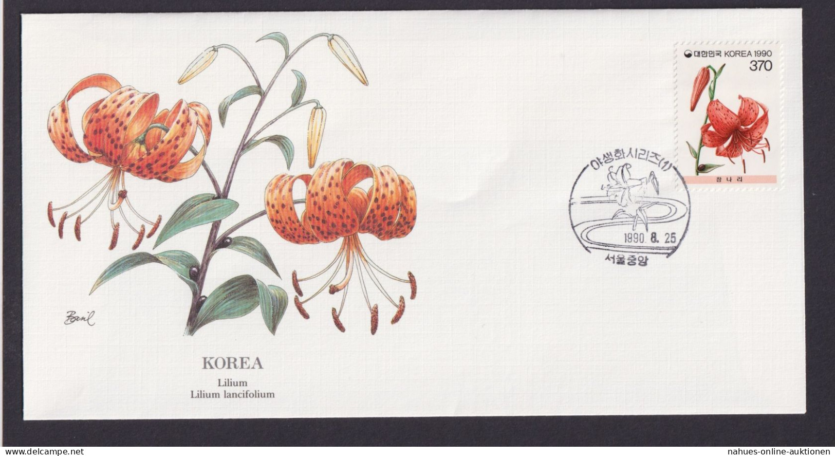 Korea Ostasien Flora Pflanzen Lilium Schöner Künstler Brief - Korea, South