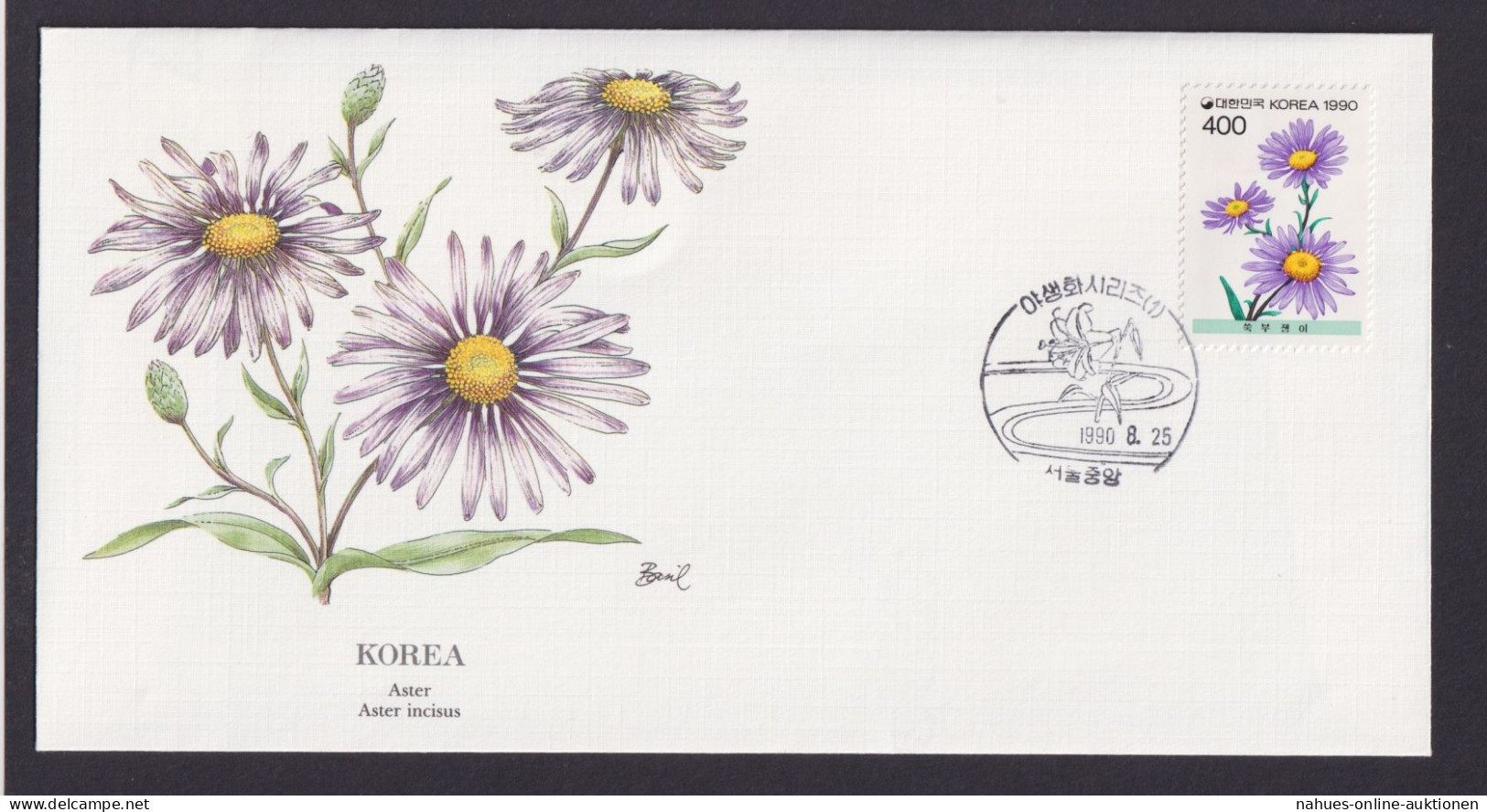Korea Ostasien Flora Pflanzen Aster Incisus Schöner Künstler Brief - Corée Du Sud