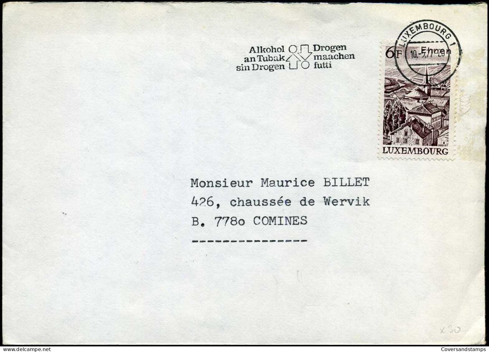 Luxembourg - Cover To Comines, Belgium - Lettres & Documents