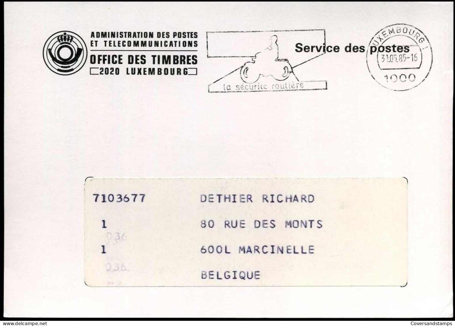 Luxembourg - Special Postmark "Hellux 85" - Briefe U. Dokumente