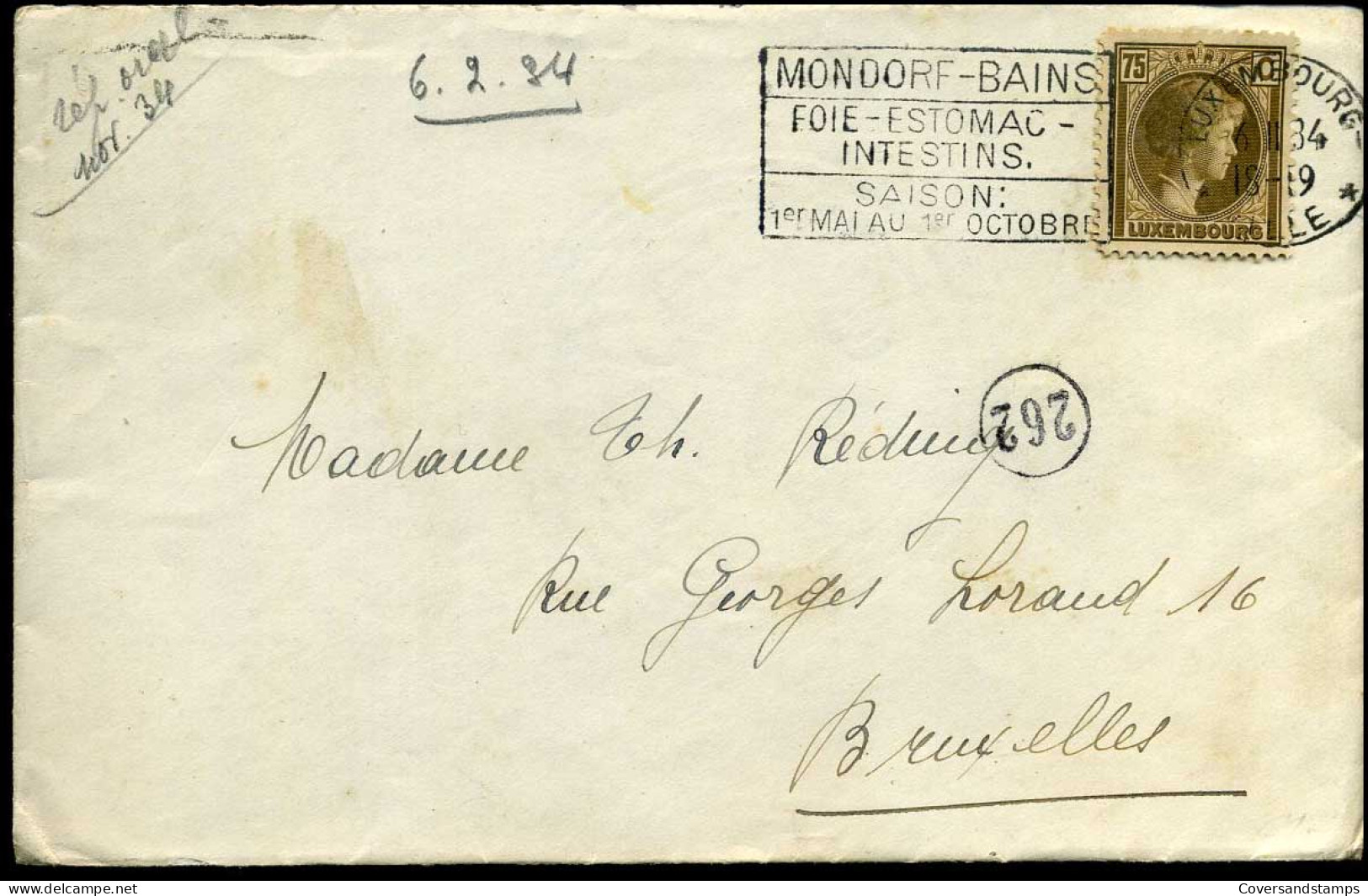Luxembourg - Cover To Bruxelles, Belgium  - Lettres & Documents