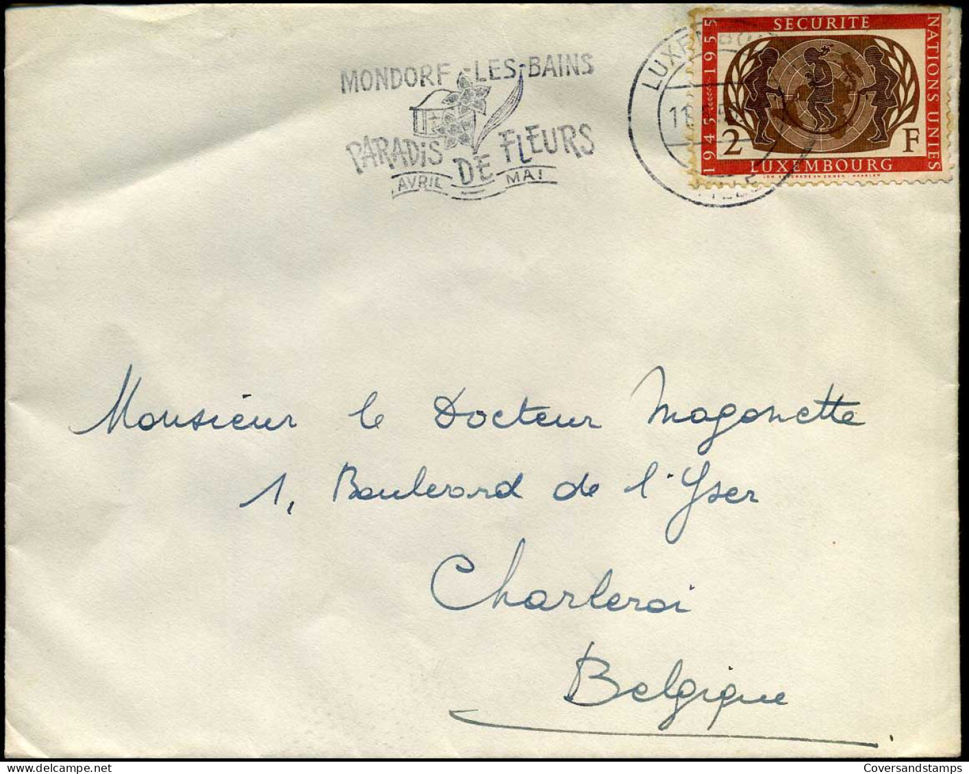 Luxembourg  - Cover To Charleroi, Belgium - Briefe U. Dokumente