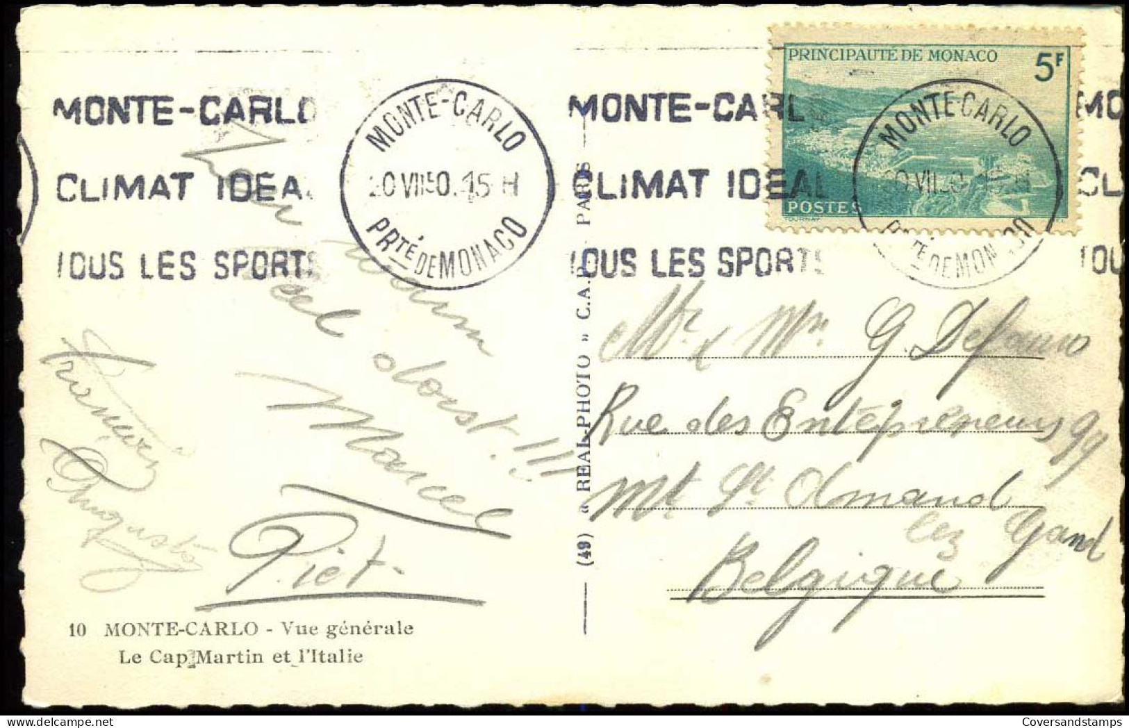 Post Card - To Gand, Belgium -- "Monte-Carlo, Vue Générale" - Lettres & Documents