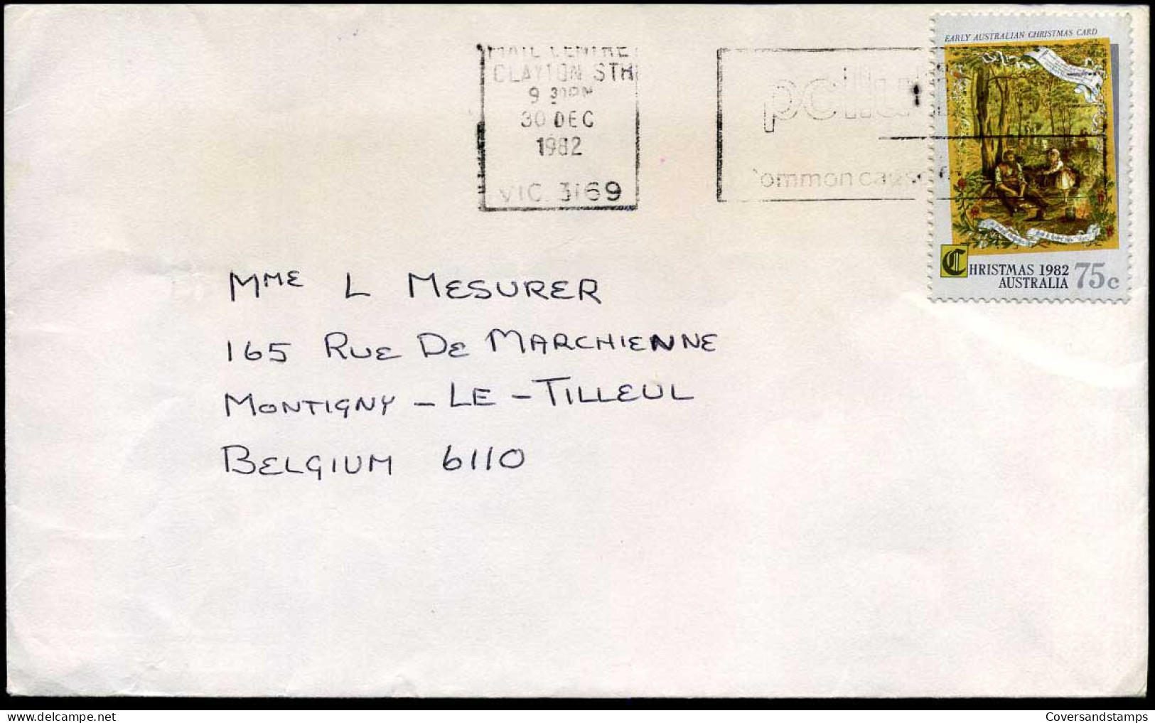 Cover To Montigny-le-Tilleul, Belgium -- Christmas 1982 - Covers & Documents