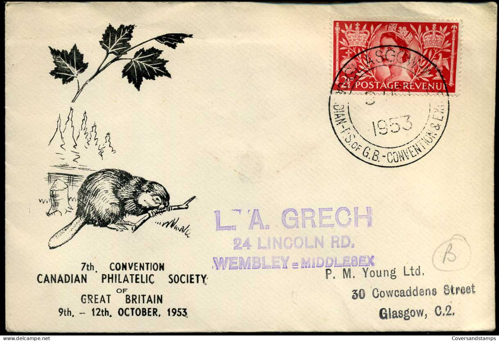 Cover - "7th. Convention Canadian Philatelic Society Of Great Britain 9-12 October 1953" - Cartas & Documentos