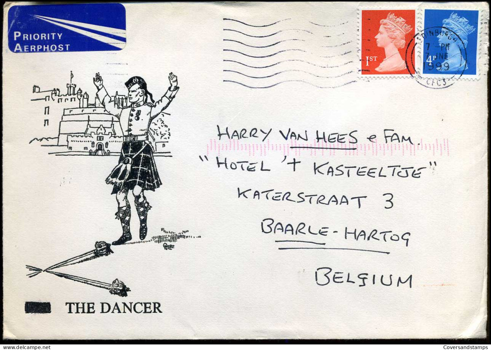 Cover To Baarle-Hertog, Belgium - "The Dancer" - Cartas & Documentos