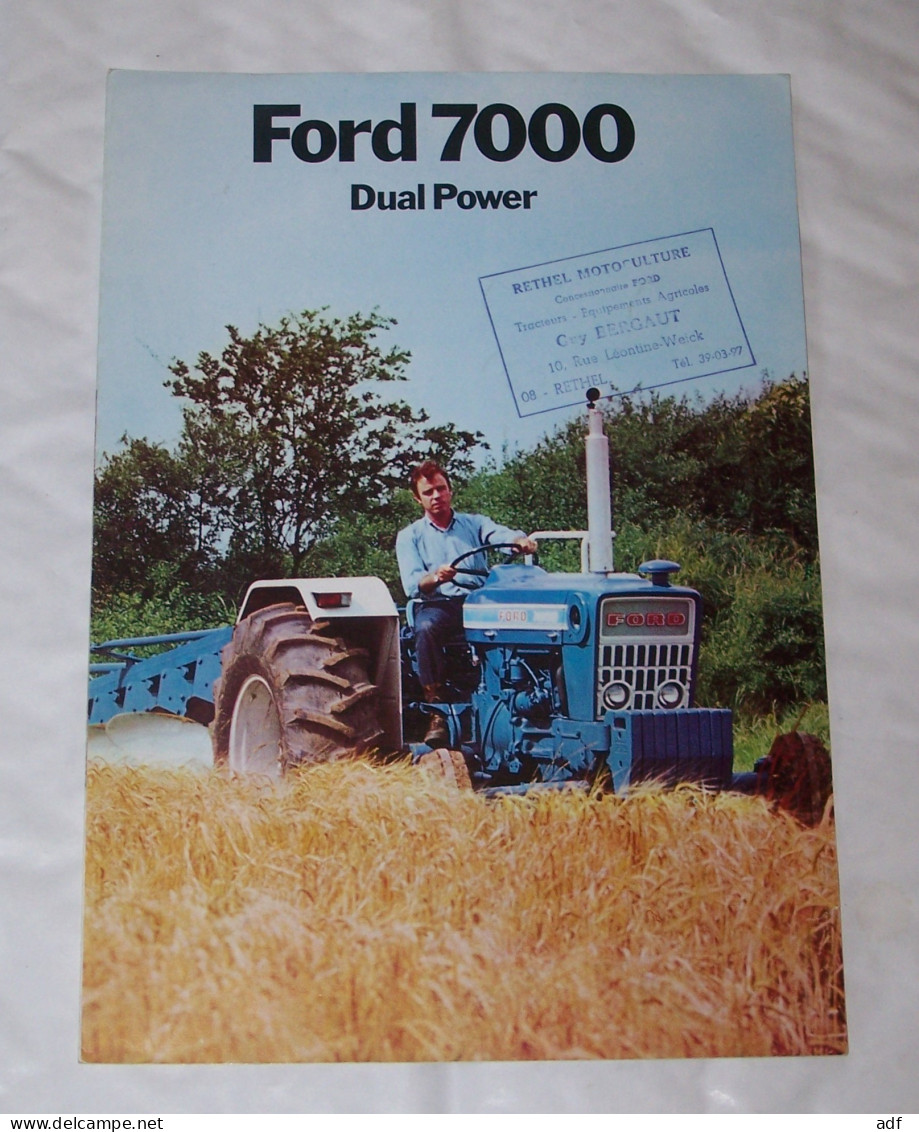 DEPLIANT PUB PUBLICITAIRE TRACTEUR FORD 7000 DUAL POWER, AGRICULTURE, MATERIEL AGRICOLE, AGRICULTEUR - Trattori