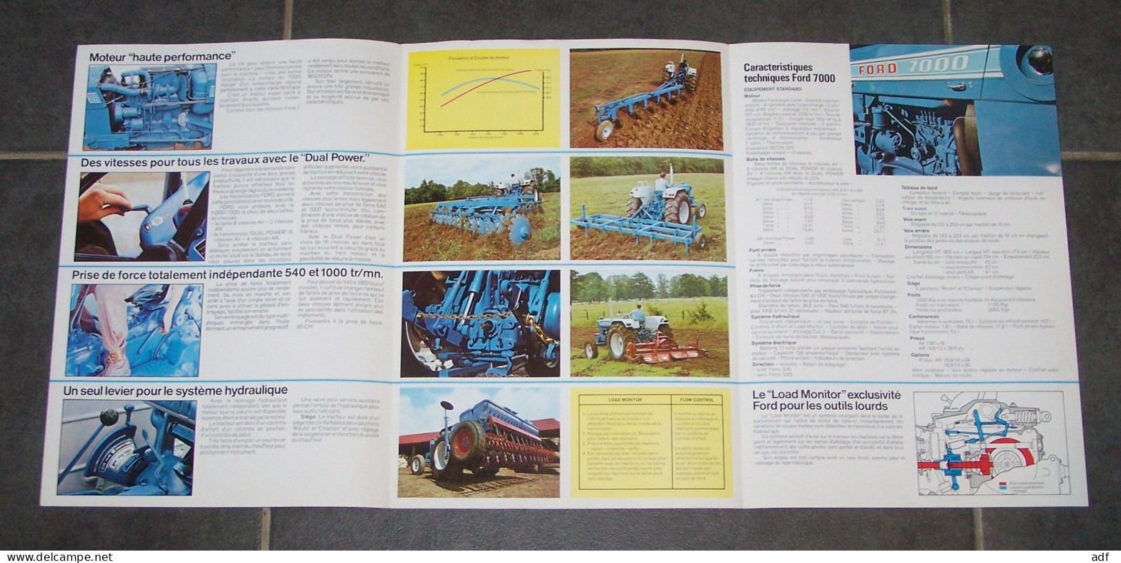 DEPLIANT PUB PUBLICITAIRE TRACTEUR FORD 7000 DUAL POWER, AGRICULTURE, MATERIEL AGRICOLE, AGRICULTEUR - Traktoren