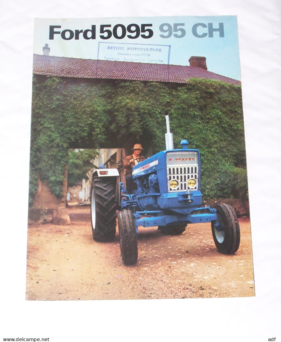 DEPLIANT PUB PUBLICITAIRE TRACTEUR FORD 5095 95 CH, AGRICULTURE, MATERIEL AGRICOLE, AGRICULTEUR - Trattori