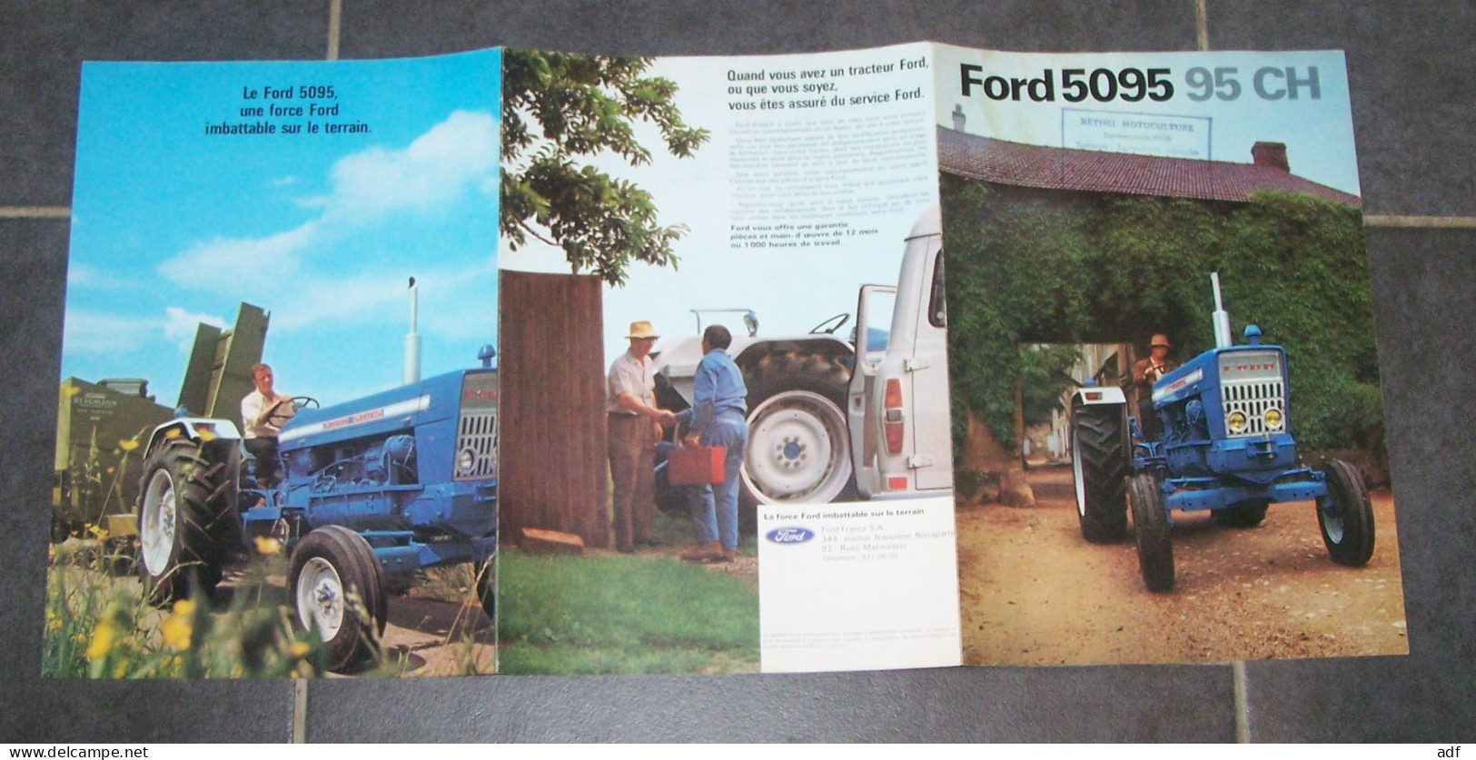 DEPLIANT PUB PUBLICITAIRE TRACTEUR FORD 5095 95 CH, AGRICULTURE, MATERIEL AGRICOLE, AGRICULTEUR - Tractores