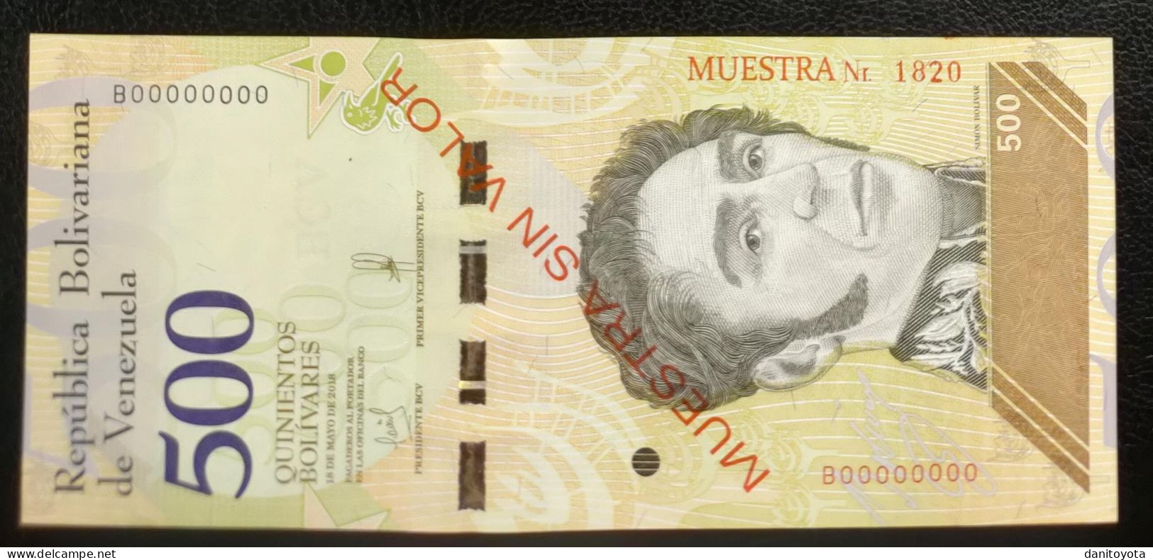 VENEZUELA. 500 BOLIVARES 18 DE MAYO 2018 MUESTRA SIN VALOR SIN CIRCULAR. - Venezuela