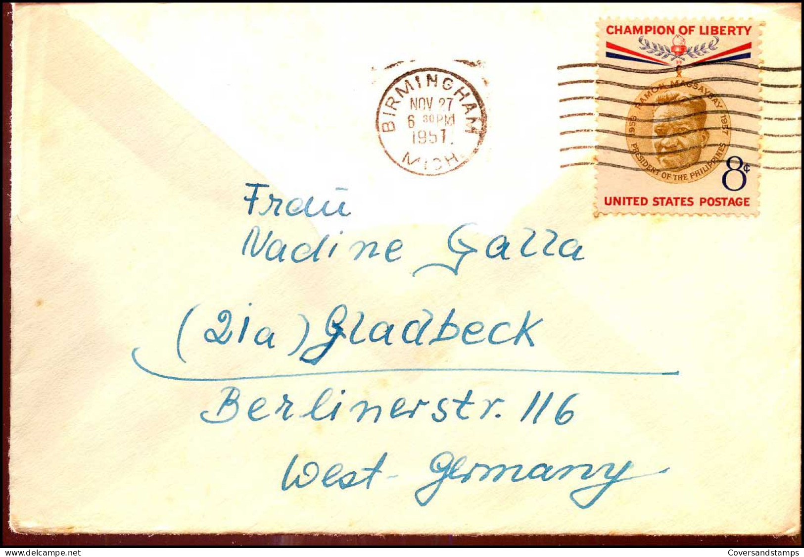 Cover From Birmingham, Michigan To Gladbeck, Germany - Lettres & Documents