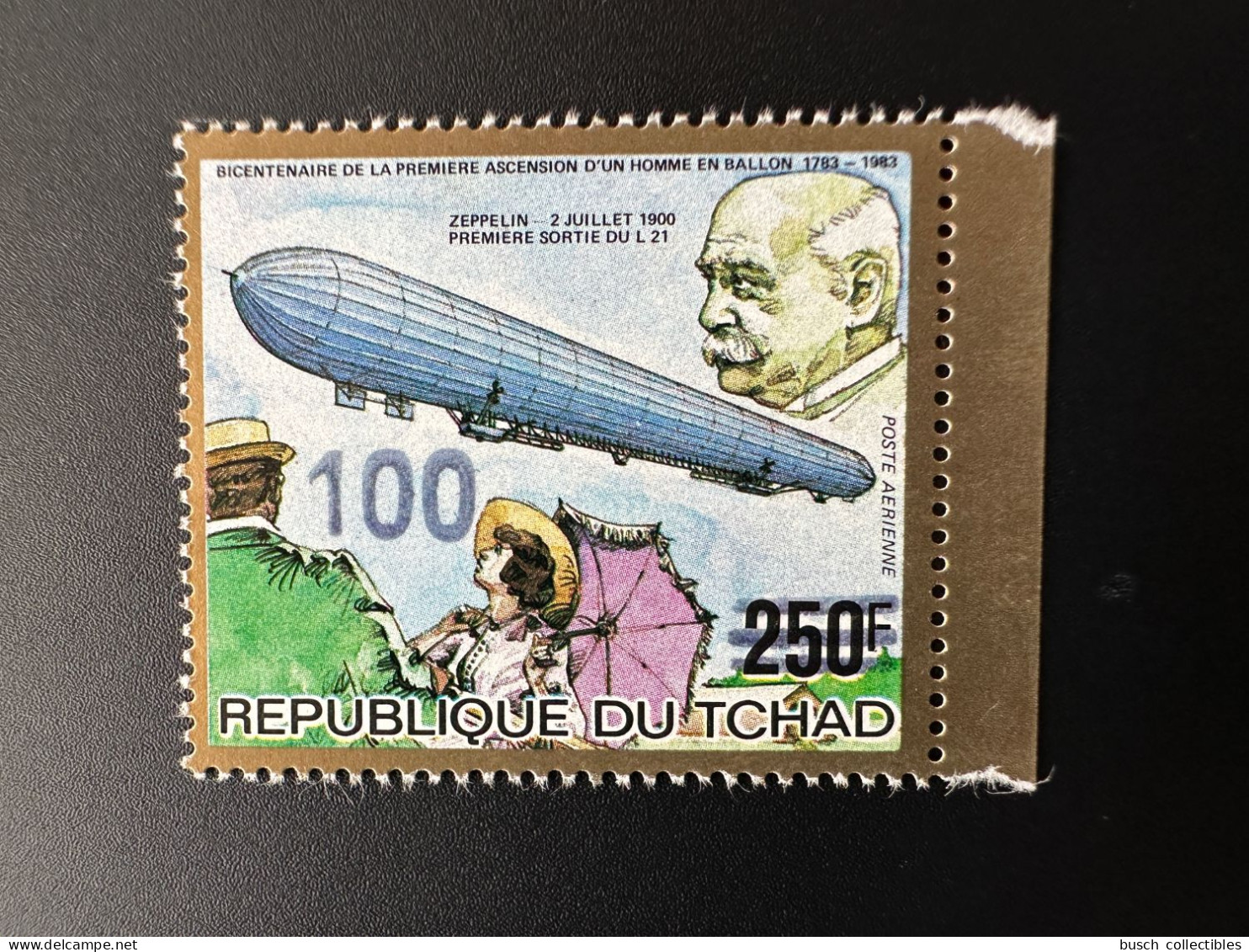 Tchad Chad Tschad 1987 / 1988 Mi. 1143 Surchargé Overprint Zeppelin Ballon L21 - Chad (1960-...)