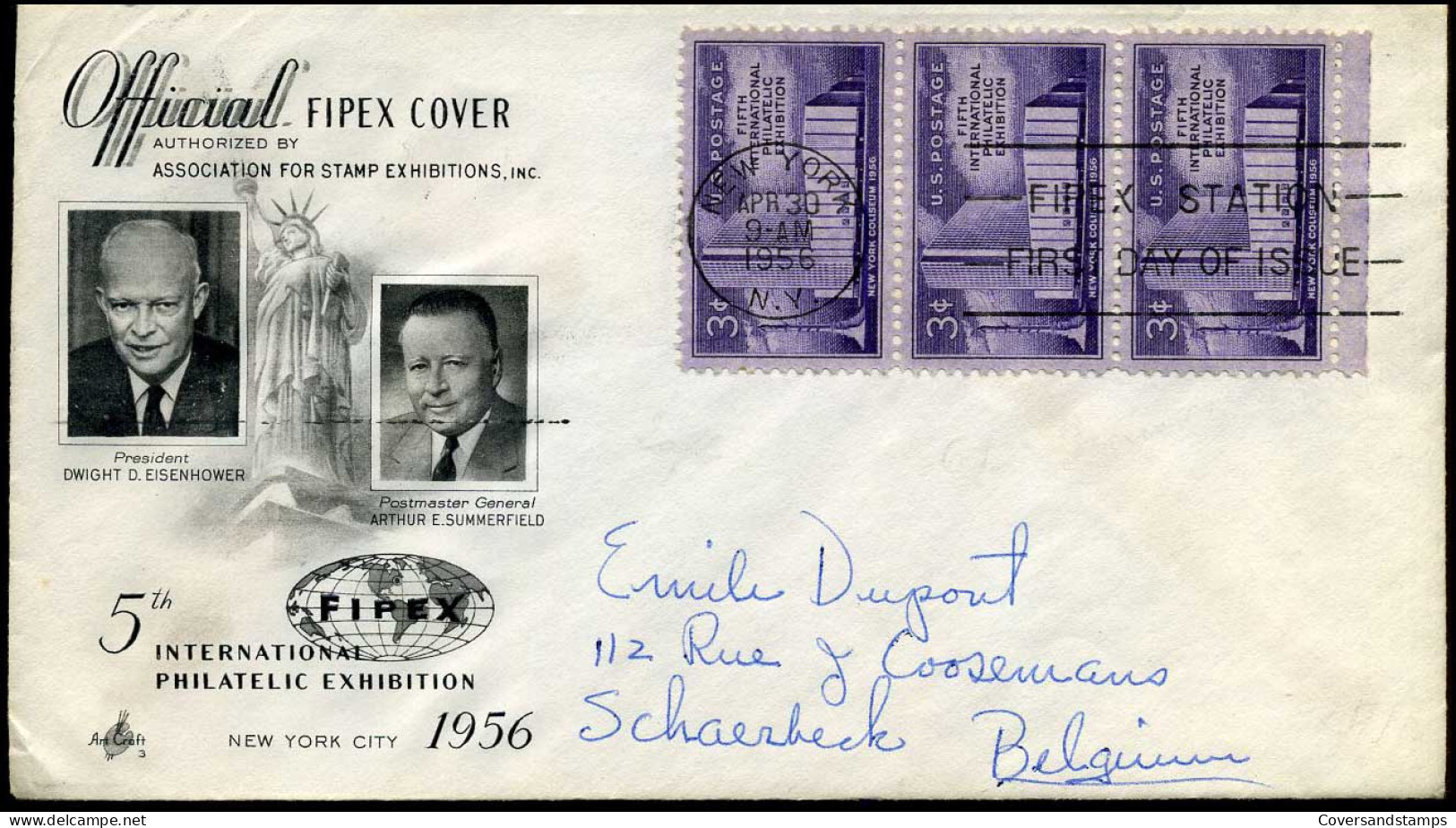 FDC - Official Fipex Cover - 5th International Philatelic Exhibition - 1951-1960