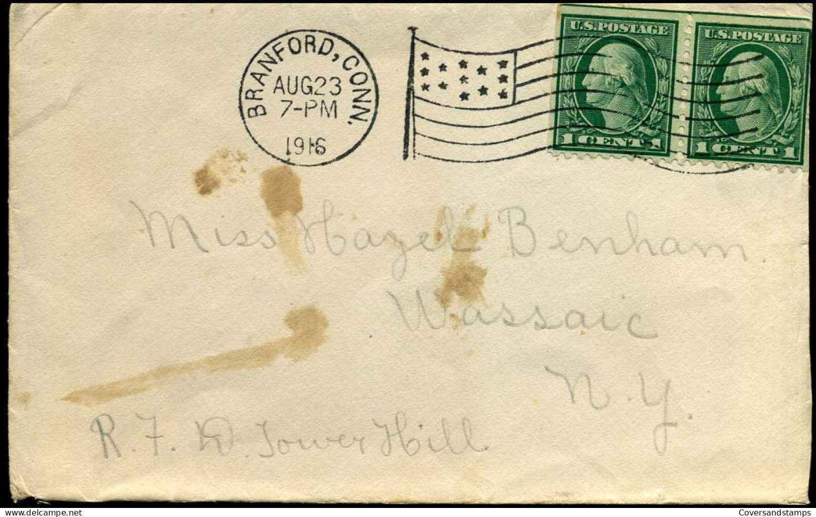 Cover From Branford, Connecticut To Wassaic, New York - Cartas & Documentos