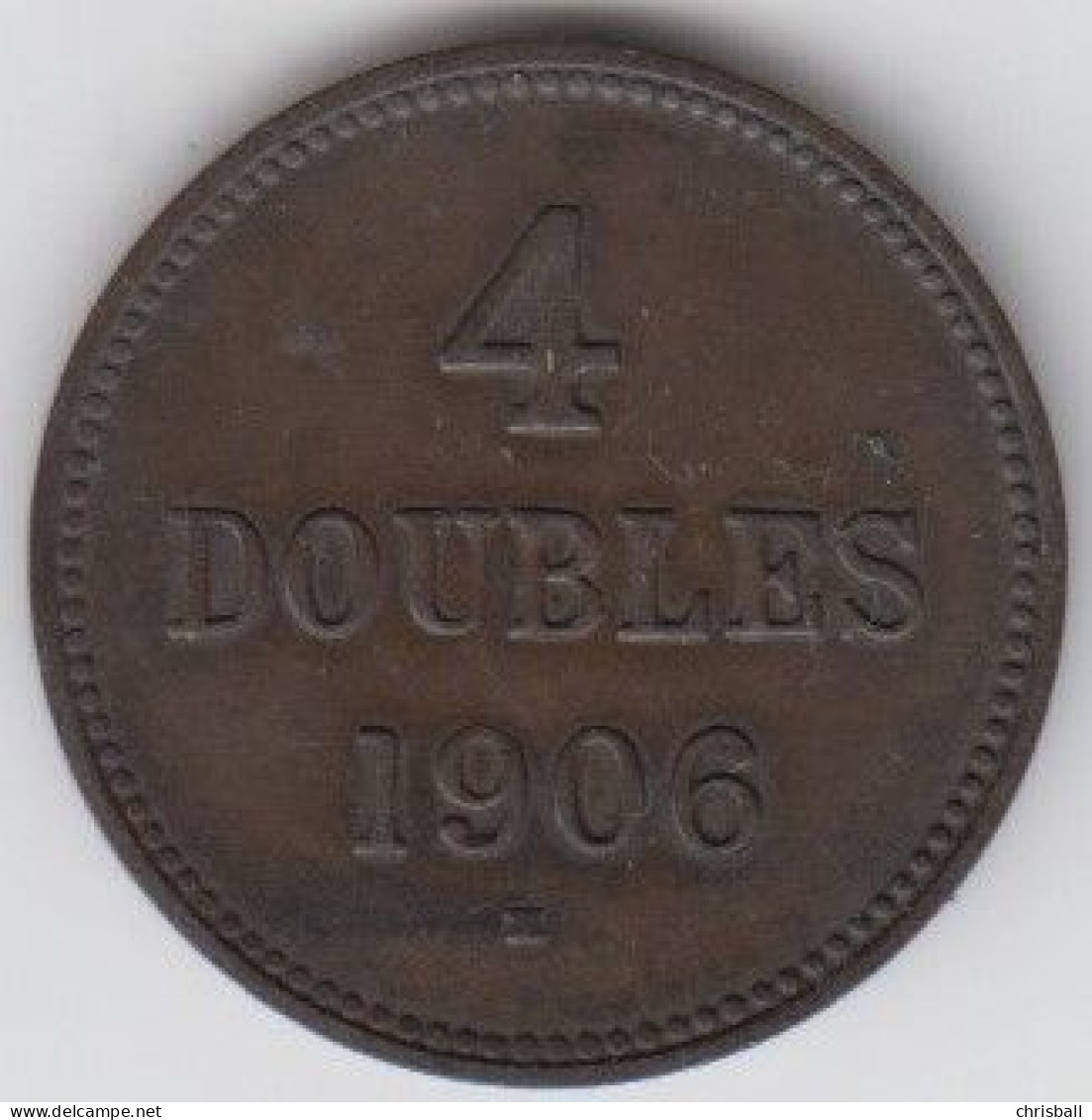 Guernsey Coin 4 Doubles 1906 Condition Fine - Guernesey