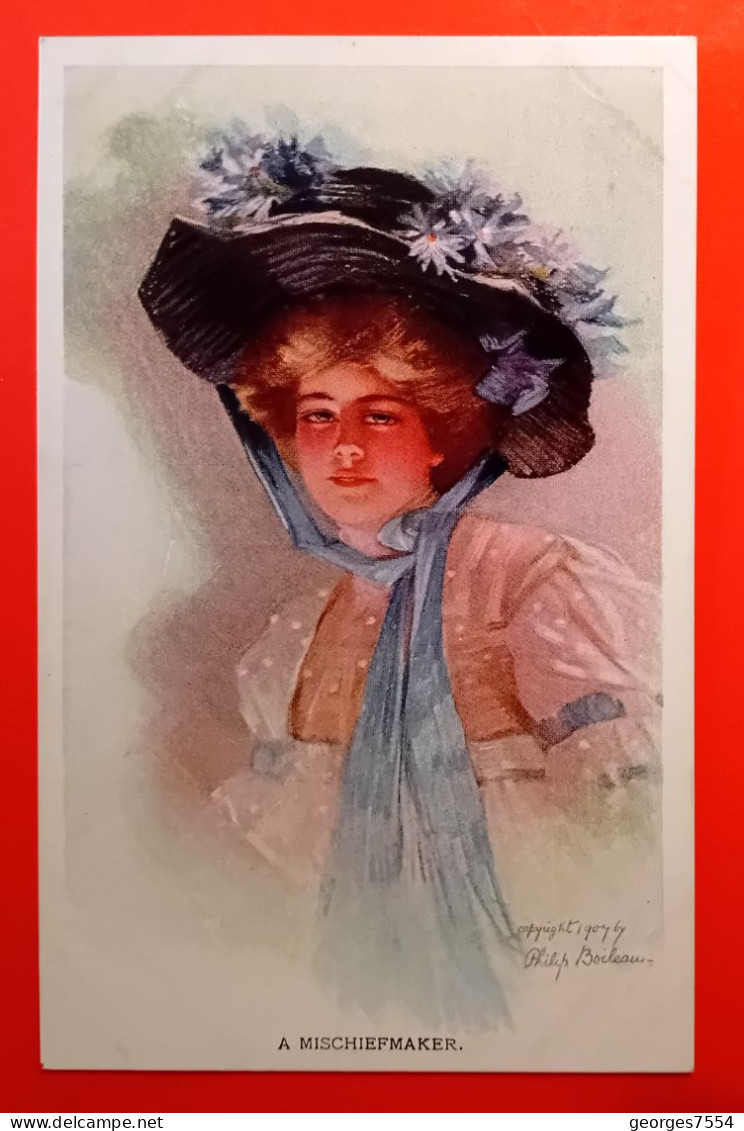 SERIE DE 3  CARTES - ILLUSTRATEUR BOILEAU - PORTRAITS DE JEUNES FEMMES AVEC CHAPEAU - Boileau, Philip