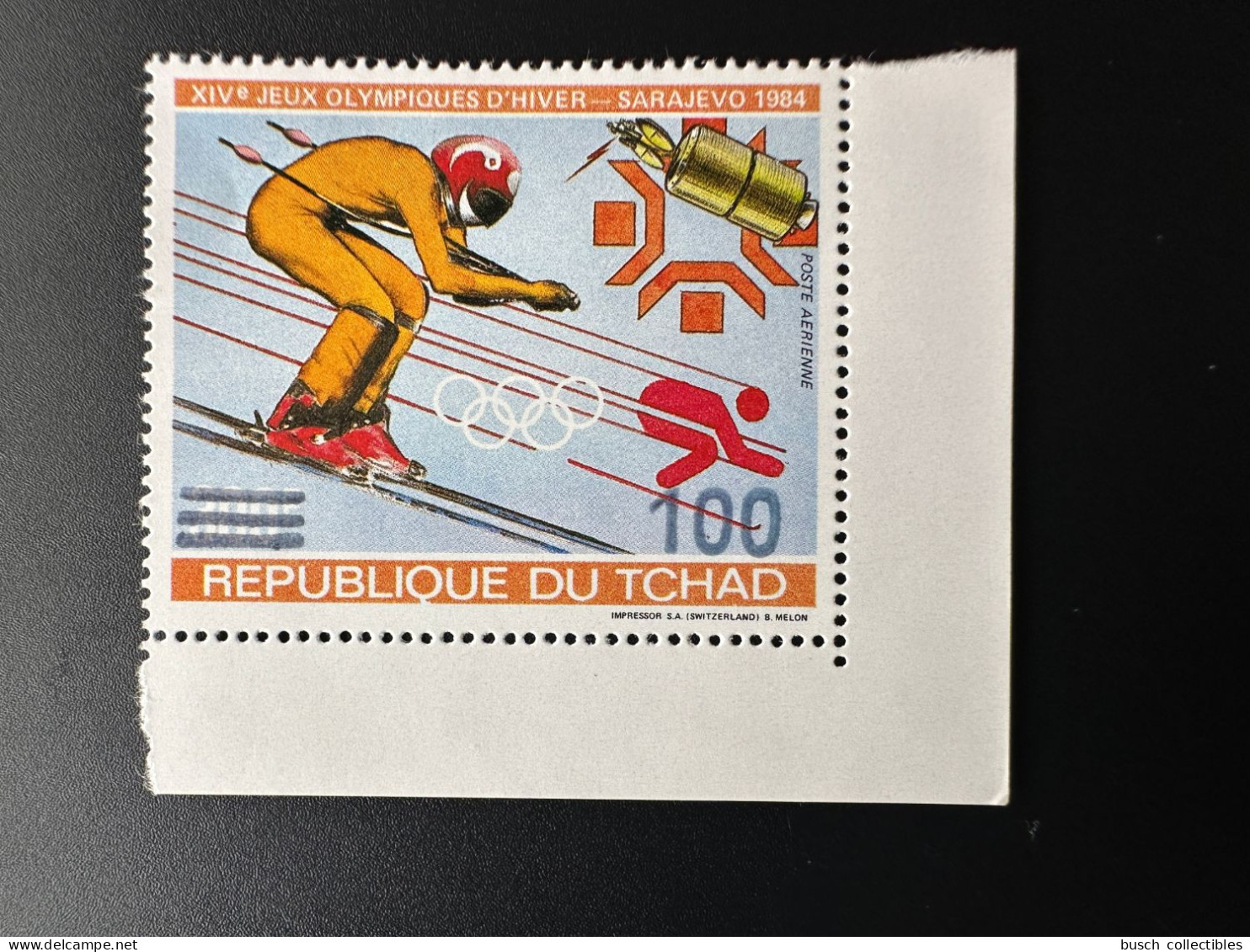 Tchad Chad Tschad 1987 / 1988 Mi. 1145 Surchargé Overprint Ski Sarajevo Winter Olympic Games Jeux Olympiques Hiver - Chad (1960-...)