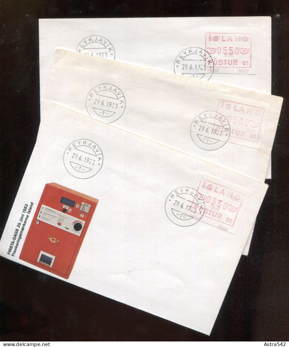 "ISLAND" 1983, Automatenmarke Mi. 1 Auf 3 FDC (A1045) - Franking Labels