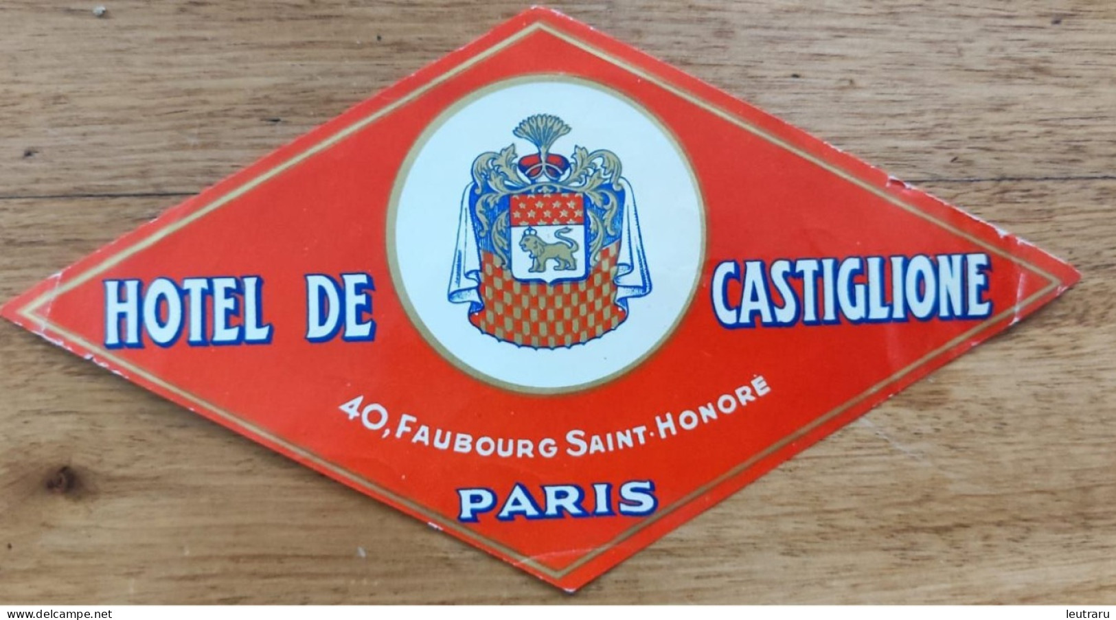 France Paris Hotel De Castiglione Hotel Label Etiquette Valise - Etiquettes D'hotels