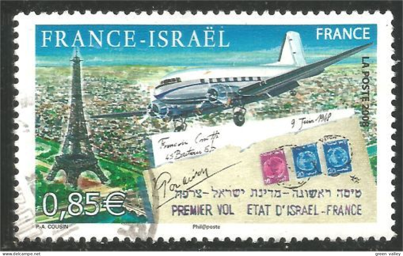 331eu-171 France Israel Avion Airplane Fluzeug Aereo Premier Vol First Flight Tour Eifel Tower - Airplanes