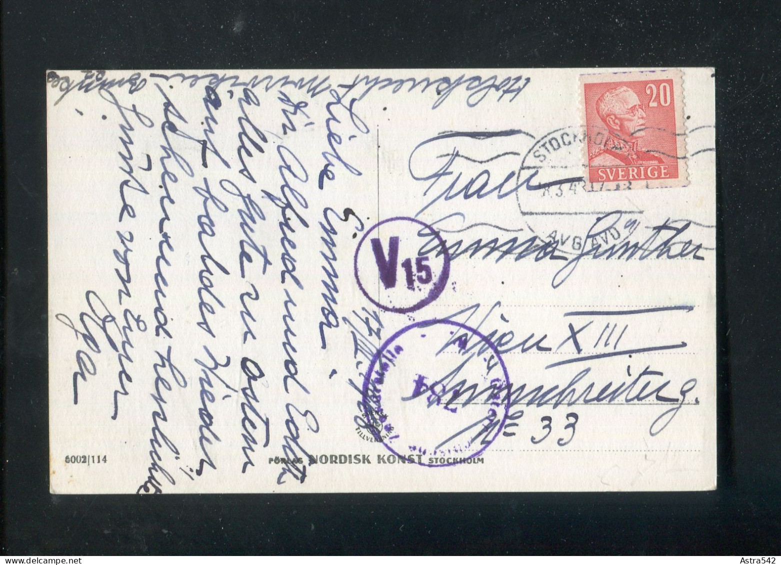 "SCHWEDEN" 1948, AK Mit "ZENSUR" Nach Wien (A1049) - Cartas & Documentos