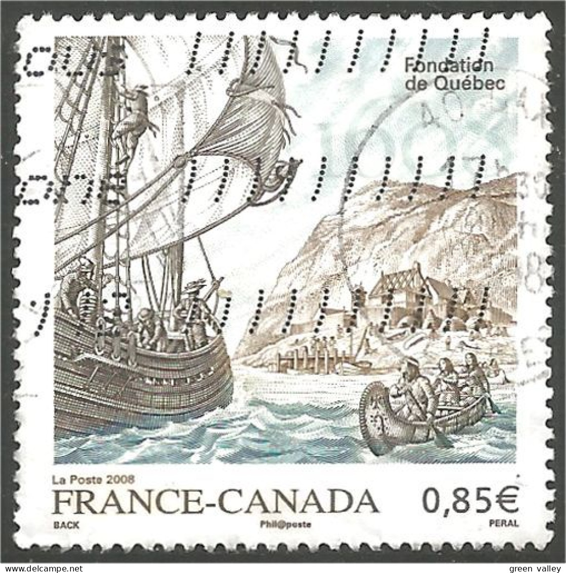 331eu-110 France Fondation Québec Foundation Bateau Voilier Sailing Ship Indien Indian - Oblitérés