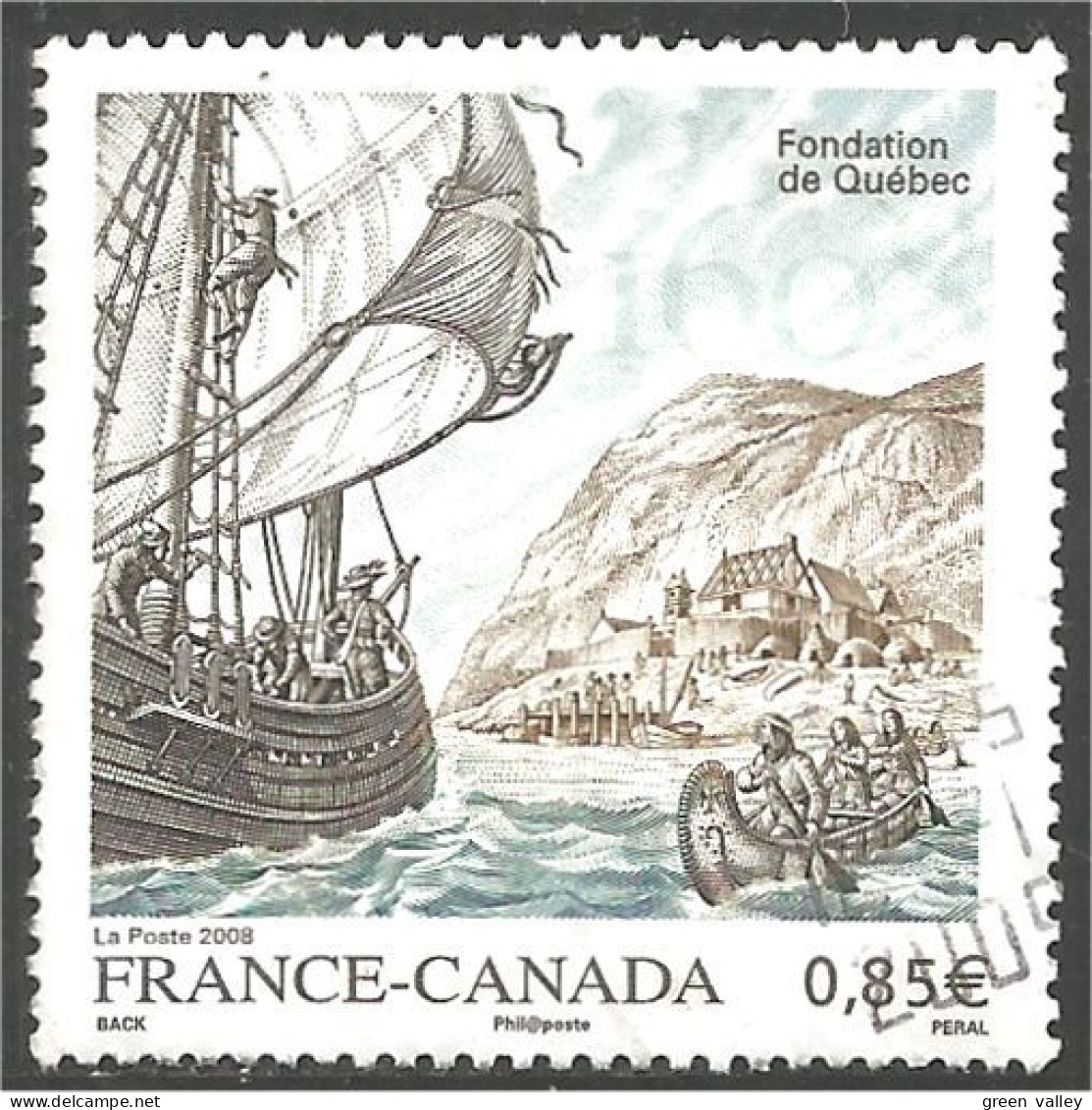 331eu-109 France Fondation Québec Foundation Canot Canoe Indien Indian - Indios Americanas