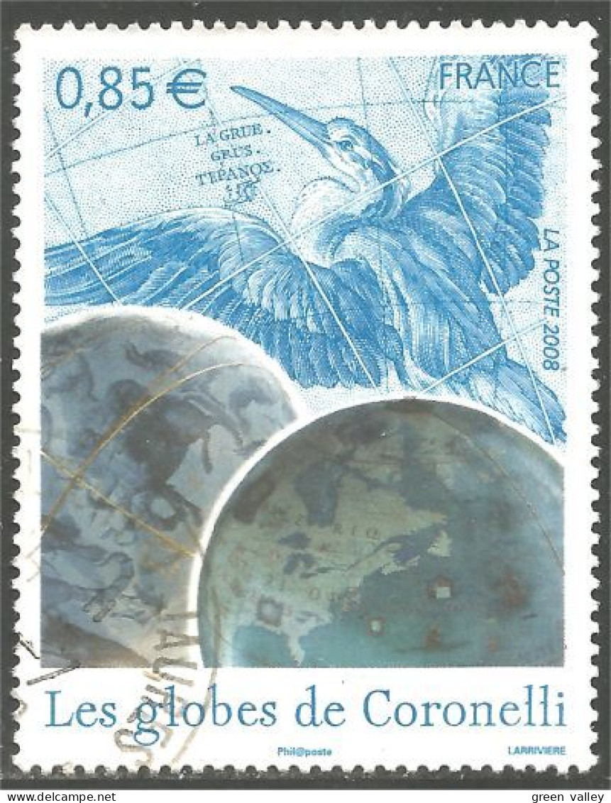 331eu-73 France Globes Célestes Coronelli Oiseau Bird Vogel Uccello - Oblitérés