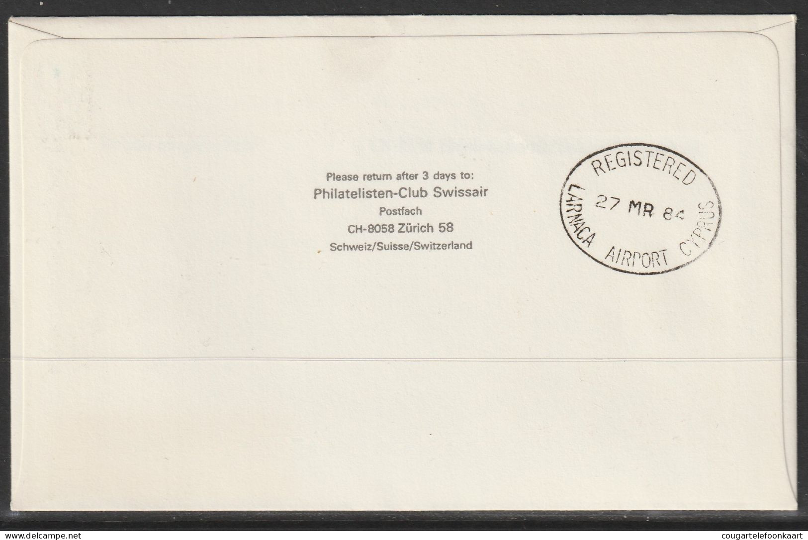 1984, Swissair, Erstflug, Liechtenstein - Larnaca Cyprus - Air Post