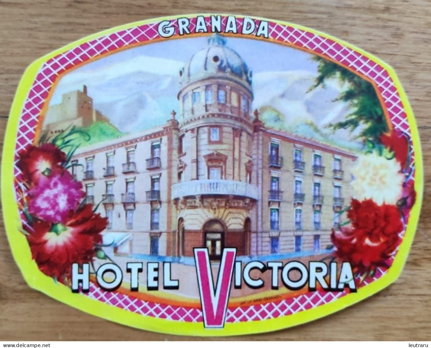 Spain Granada Victoria Hotel Label Etiquette Valise - Etiquettes D'hotels