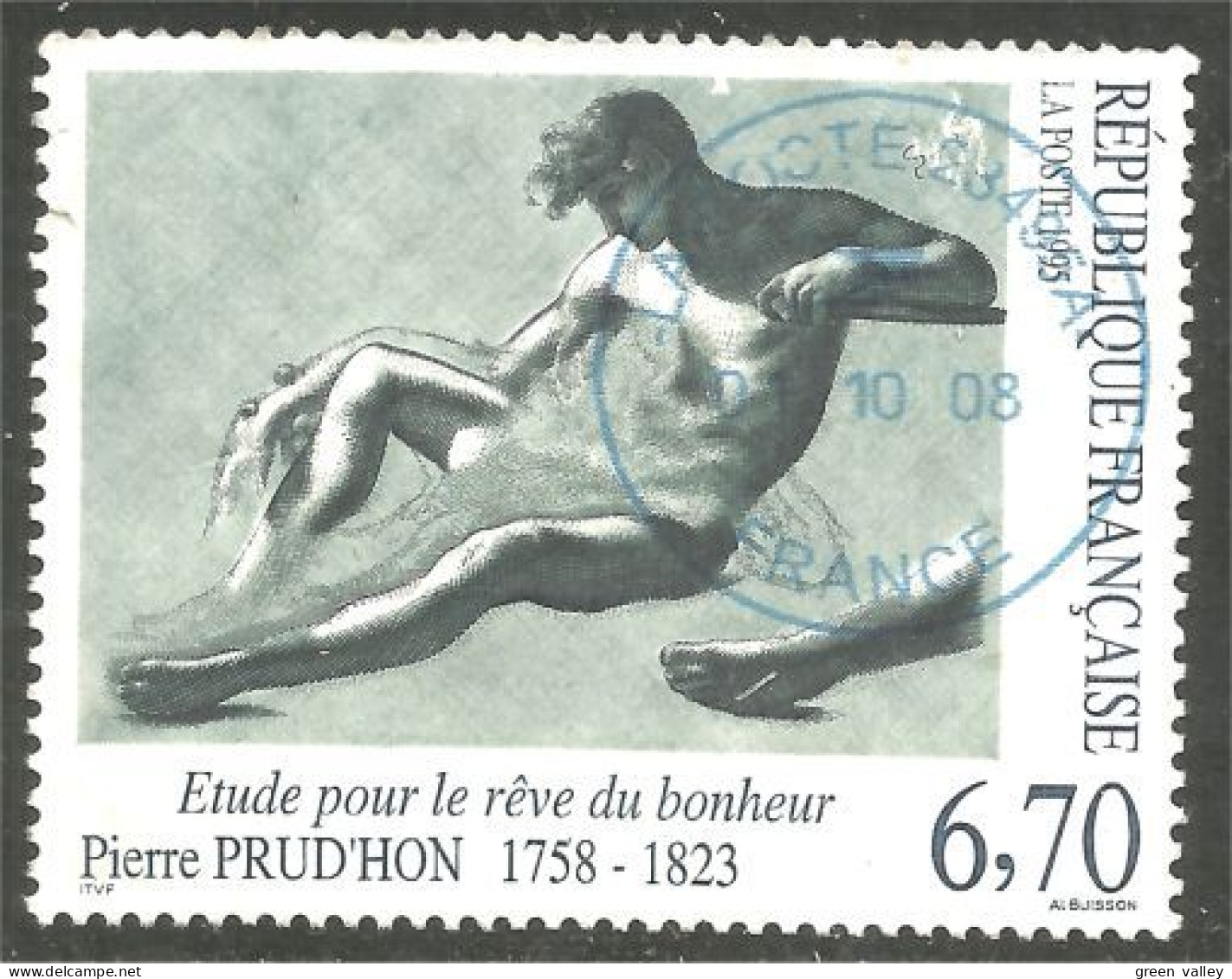 331nf-64 France Dessin Pierre Prudho Drawing Étude Bonheur - Used Stamps
