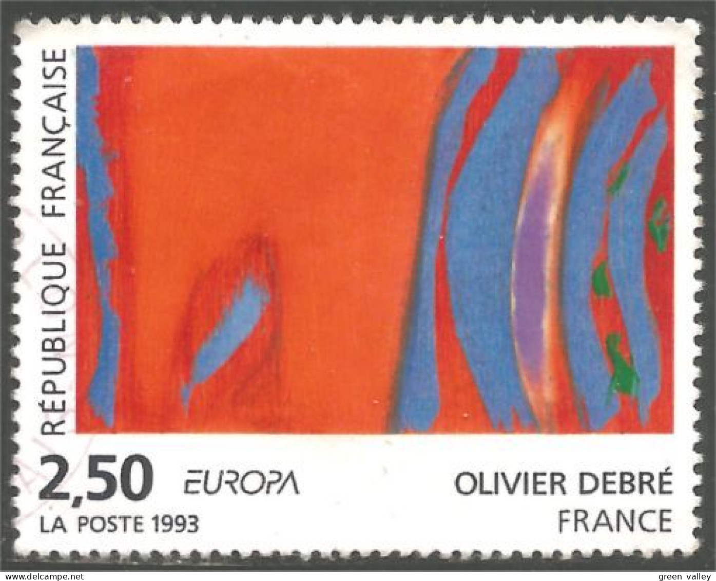 331nf-49 France Tableau Olivier Debré Painting Sans Gomme - Moderne