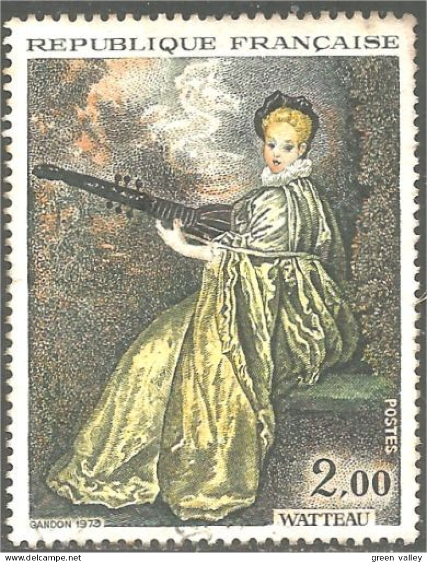 331nf-23 France Tableau Watteau Music Musique Guitare Guitar Painting - Used Stamps