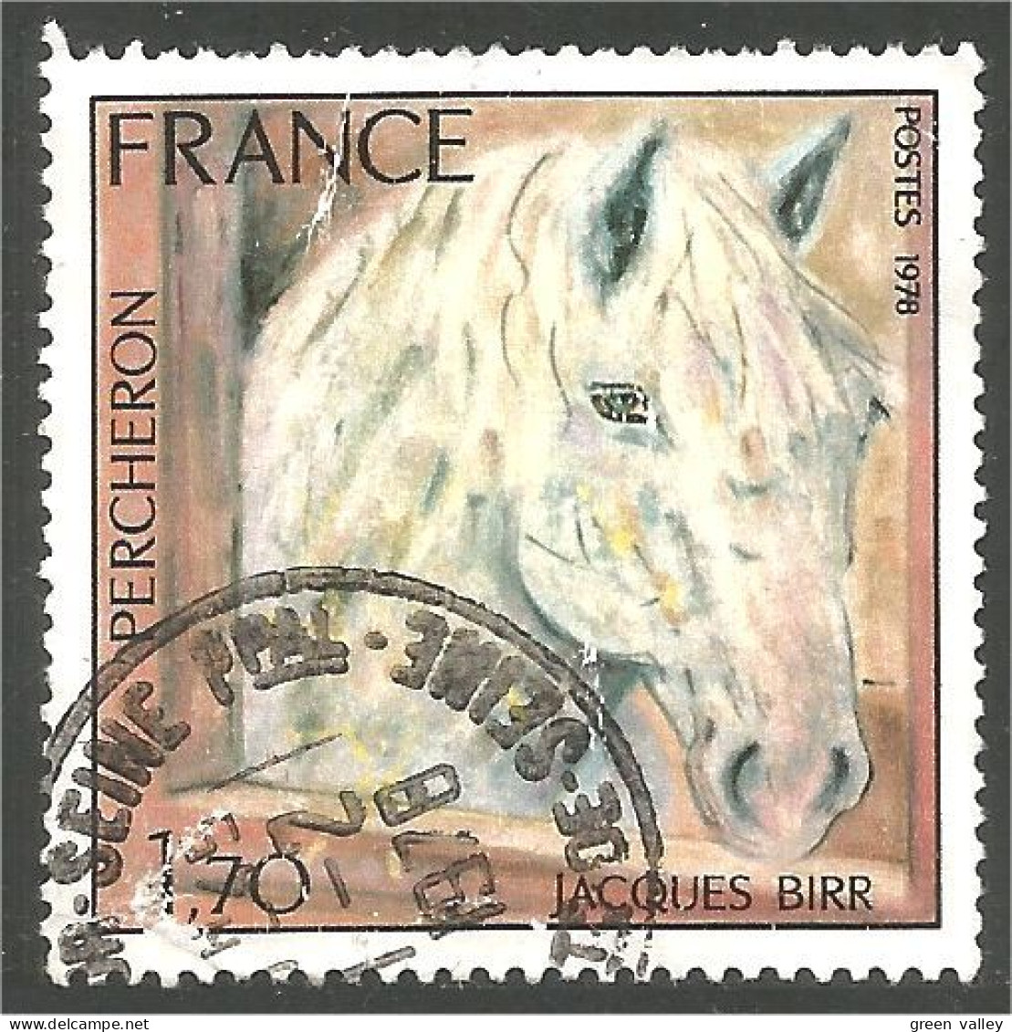 331nf-16 France Tableau Jacques Birr Painting Cheval Percheron Horse Pferd Caballo Paard - Horses