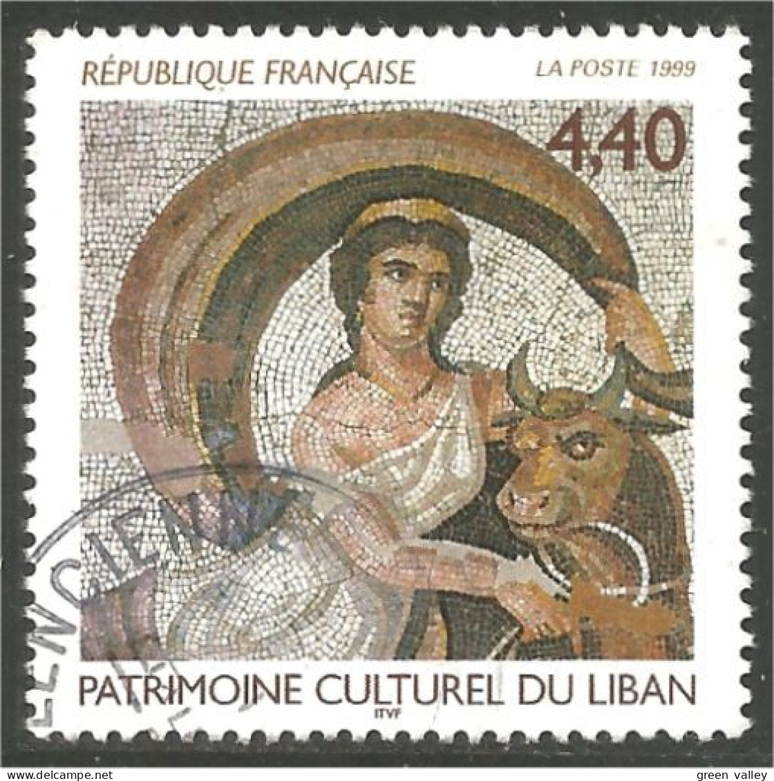 331nf-17 France Mosaique Liban Lebanon Mosaic Boeuf Ox - Used Stamps