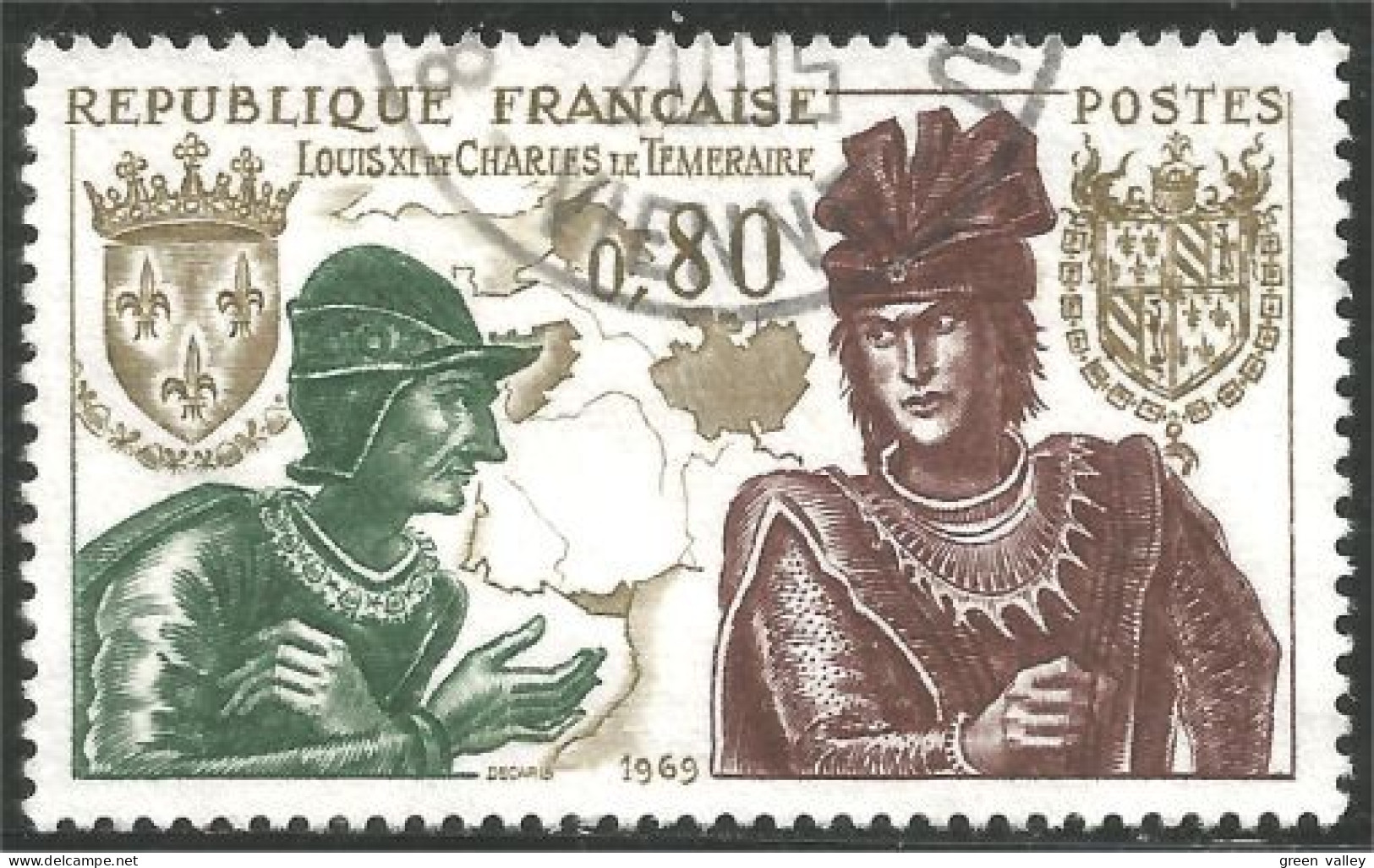 331nf-10 France Louis XI Charles Le Téméraire Rois Kings - Used Stamps
