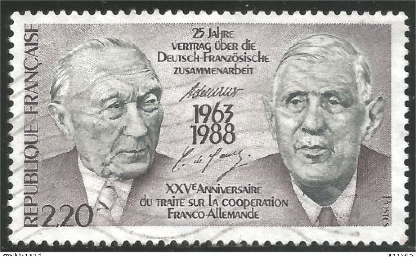 331nf-3 France Coopération Franco-allemande De Gaulle Adenauer - Used Stamps