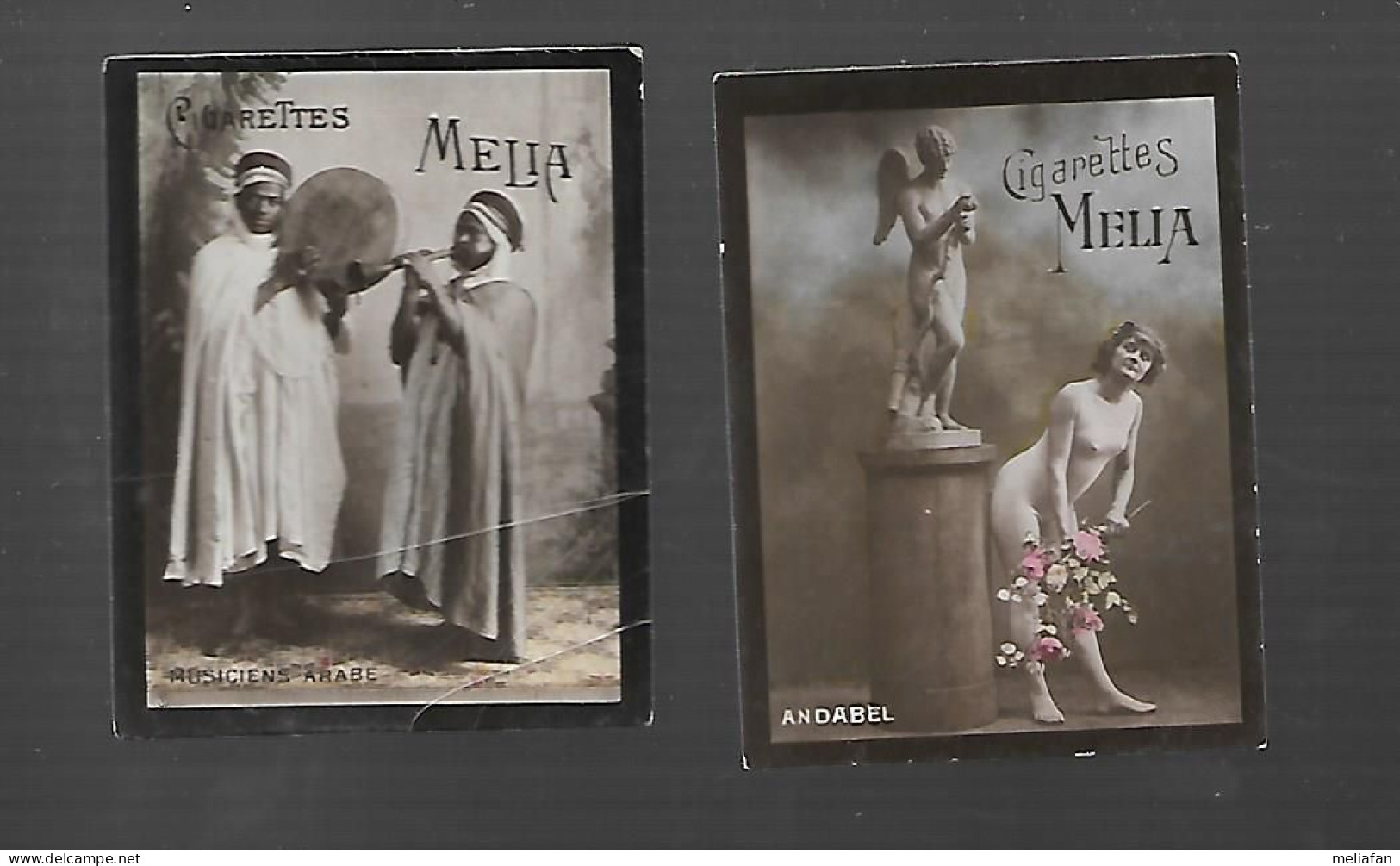 W567 - CARTES CIGARETTES MELIA - ANDABEL - MUSICIENS ARABES (pliures Sur Cette Carte) - Melia