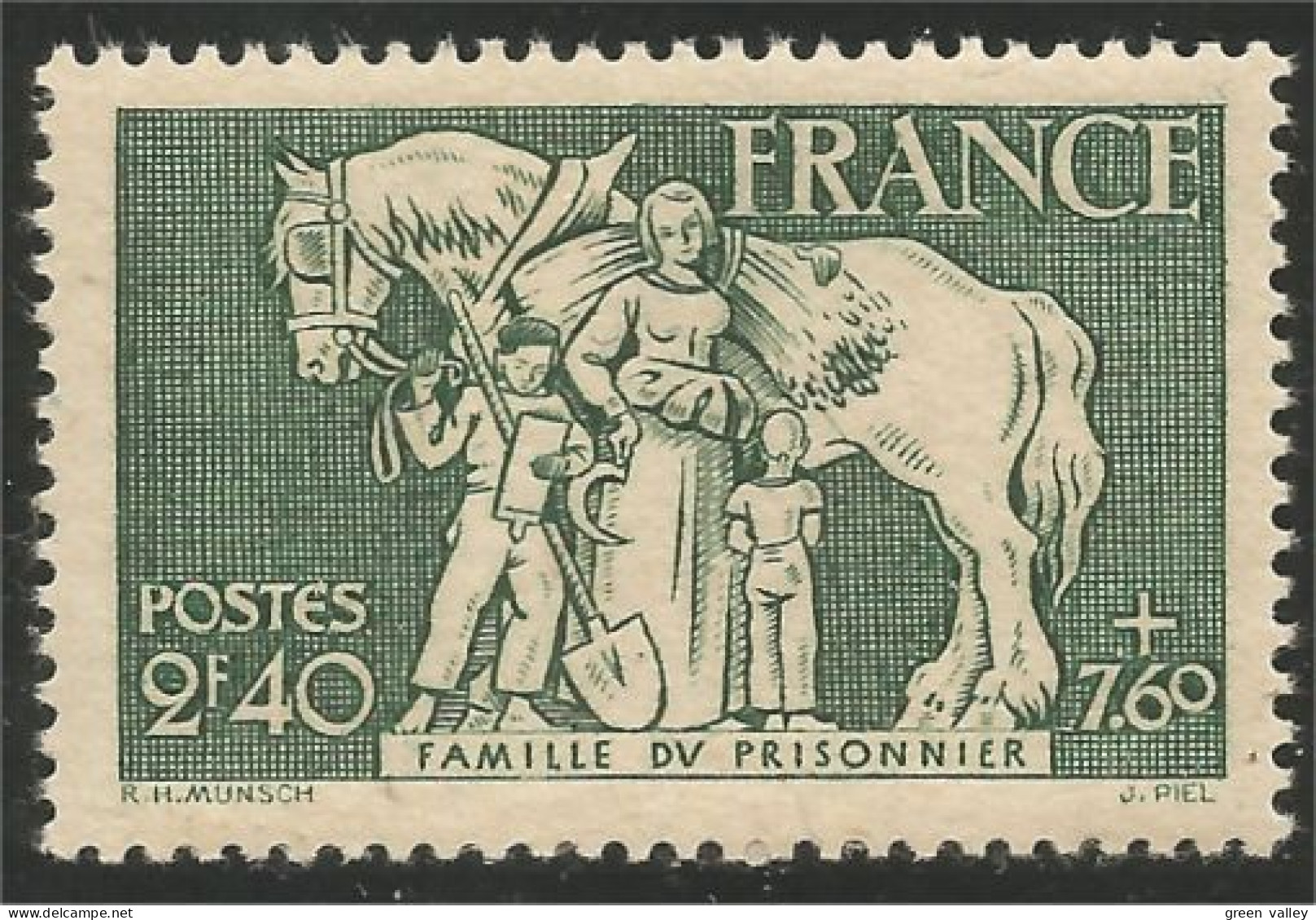 335 France Yv 586 Cheval Horse Pferd Cavalle Caballo MNH ** Neuf SC (586-1b) - Paarden