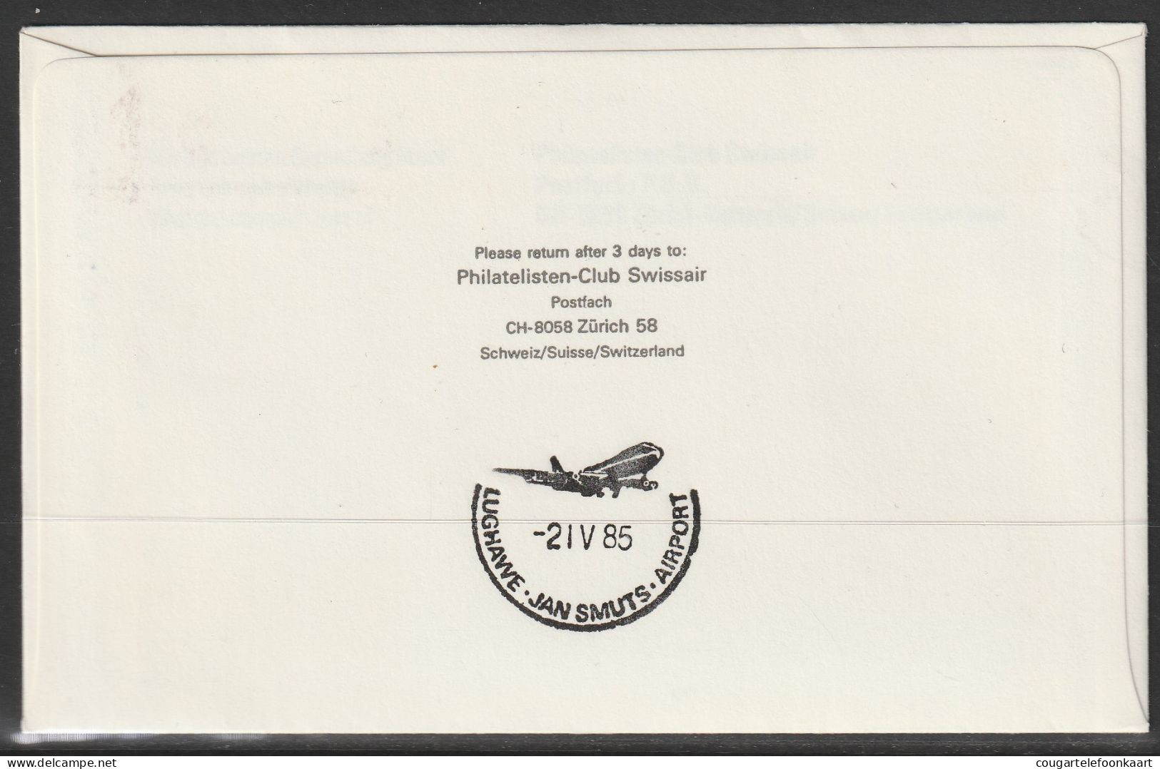 1985, SAA, Erstflug, Liechtenstein - Johannesburg South Africa - Air Post