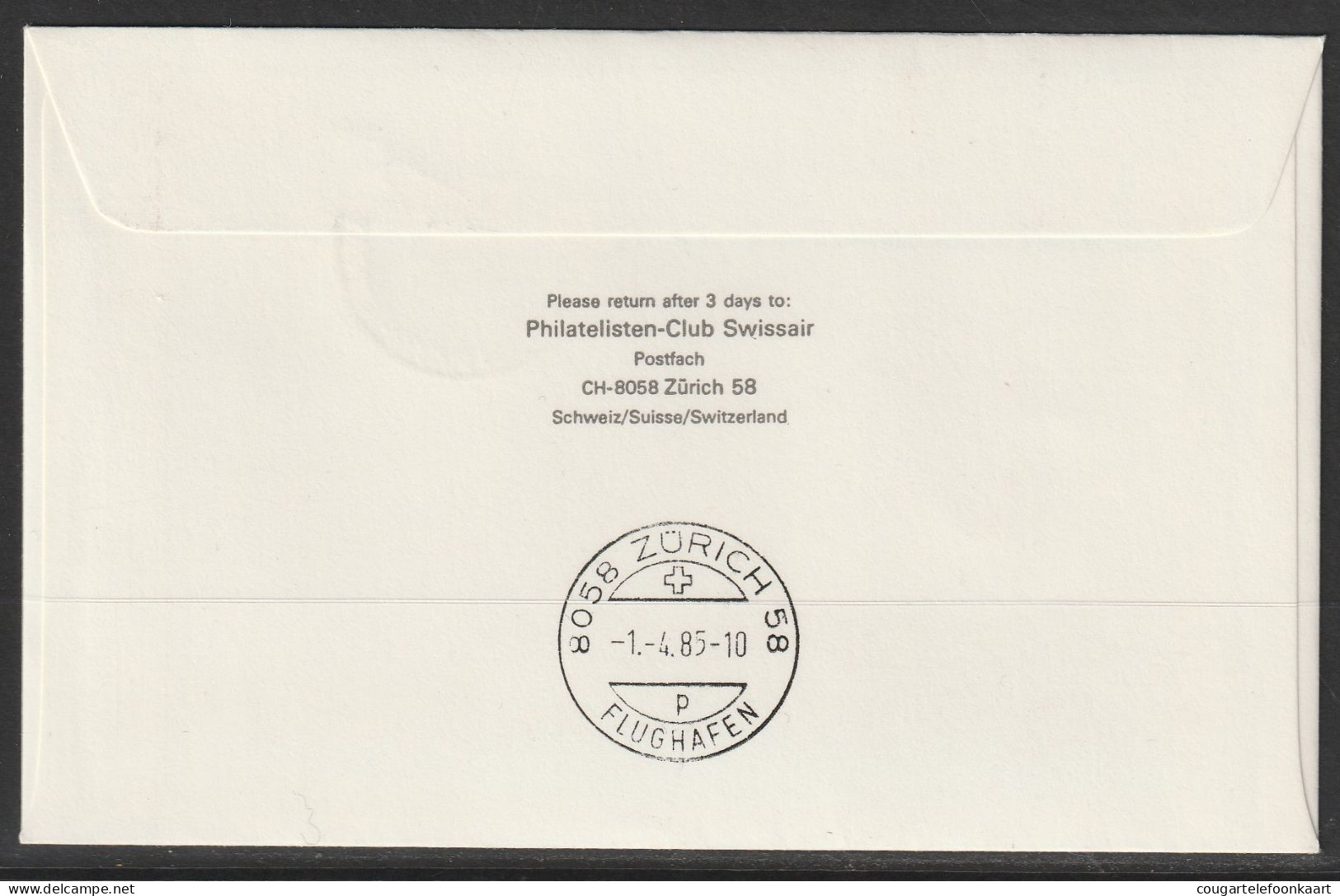 1985, SAA, Erstflug, Johannesburg South Africa - Zürich - Airmail